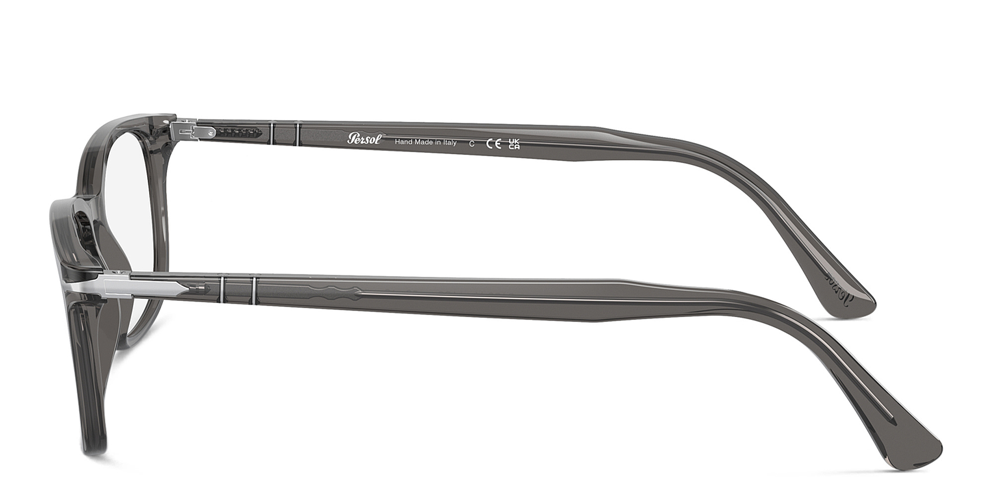 PERSOL Wide Rectangle Eyeglasses in Transparent Grey – Product Photo 3