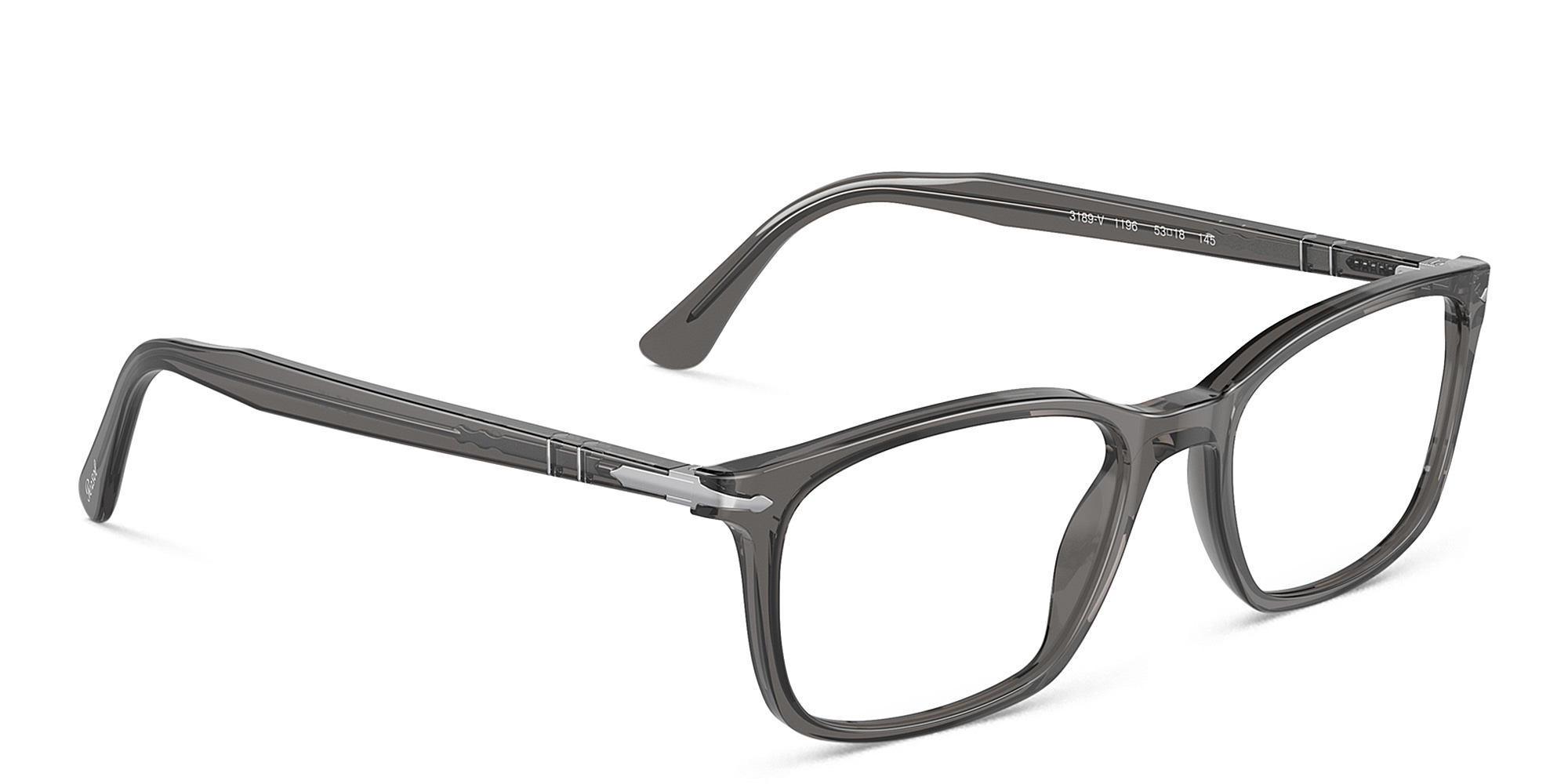 PERSOL Wide Rectangle Eyeglasses in Transparent Grey – Product Photo 4