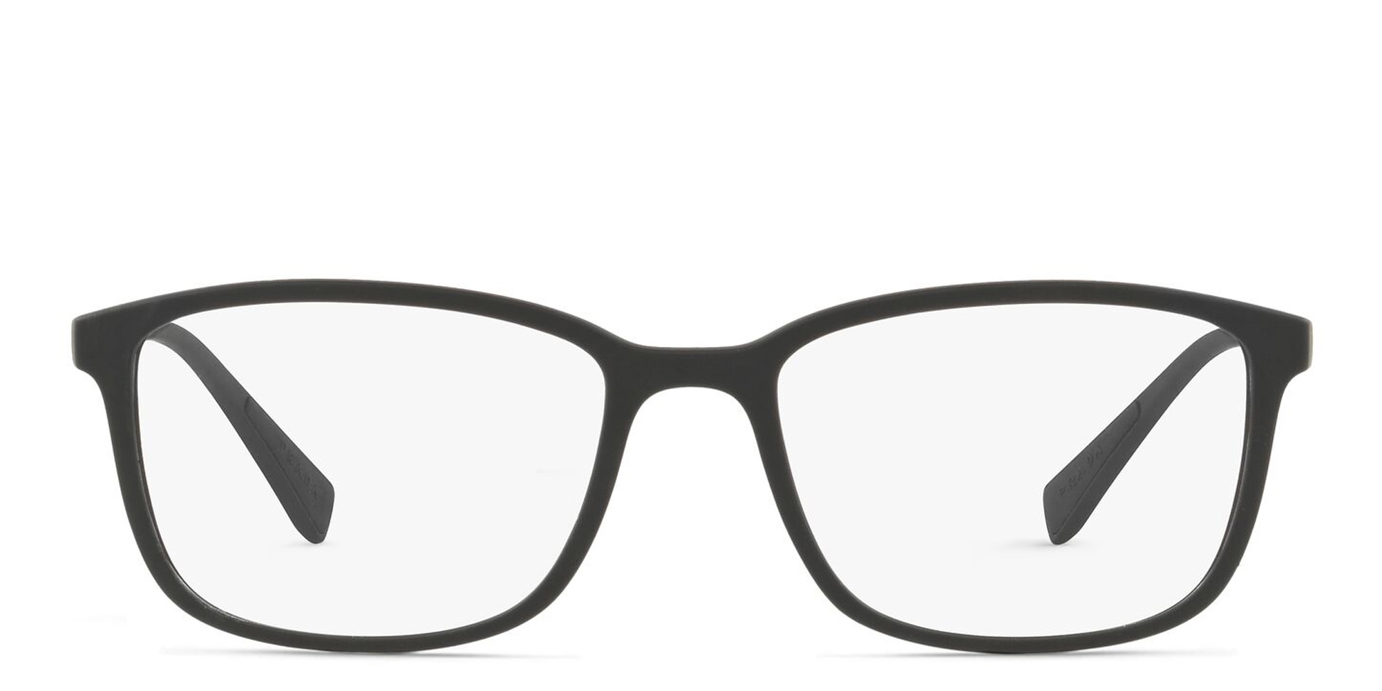 Prada Linea Rossa Wide Rectangle Eyeglasses in Rubber Black – Product Photo 1