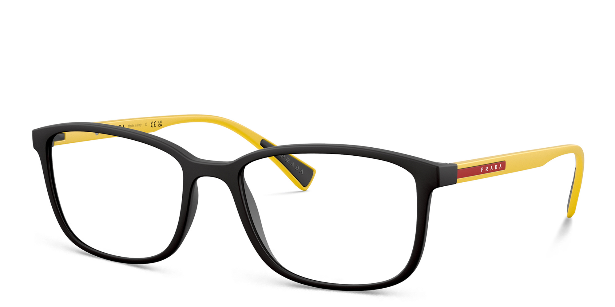 Prada Linea Rossa Wide Rectangle Eyeglasses in Matte Black – Product Photo 2