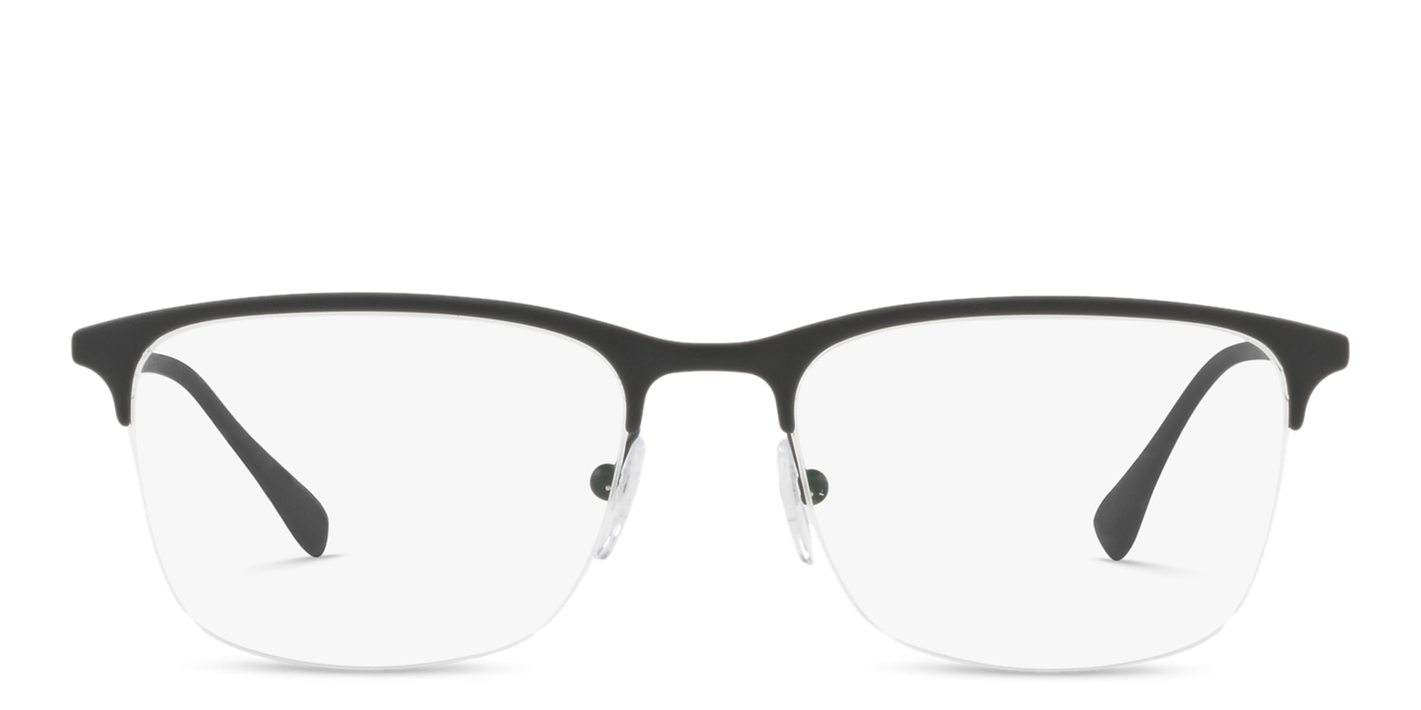 Prada Linea Rossa Half-Rim Wide Rectangle Eyeglasses in Rubber Black – Product Photo 1