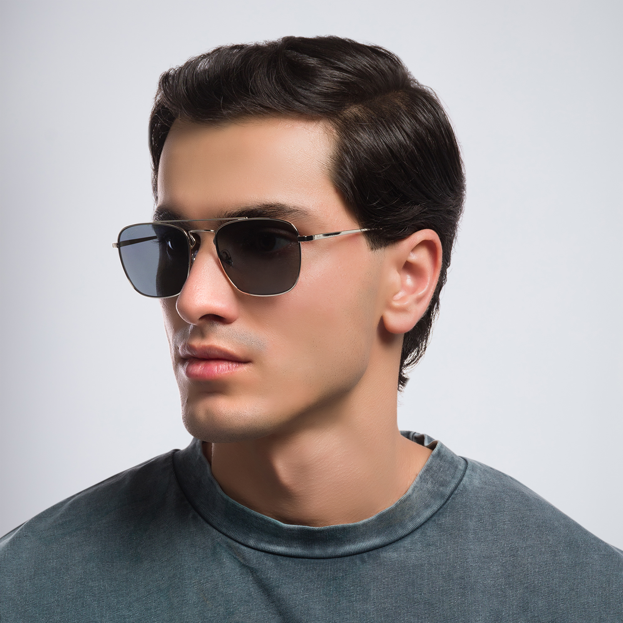 Shop Ray-Ban Square Sunglasses in Silver online.