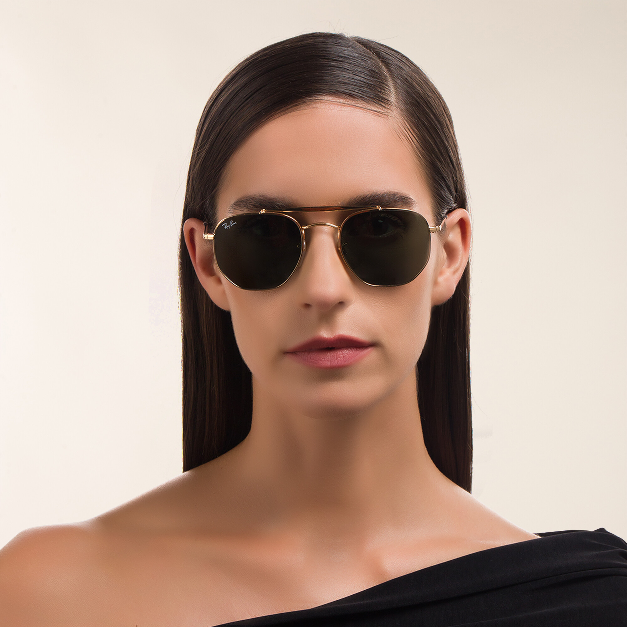 Ray-Ban The Marshal Unisex Hexagonal Irregular Sunglasses in Gold – Product Photo 5