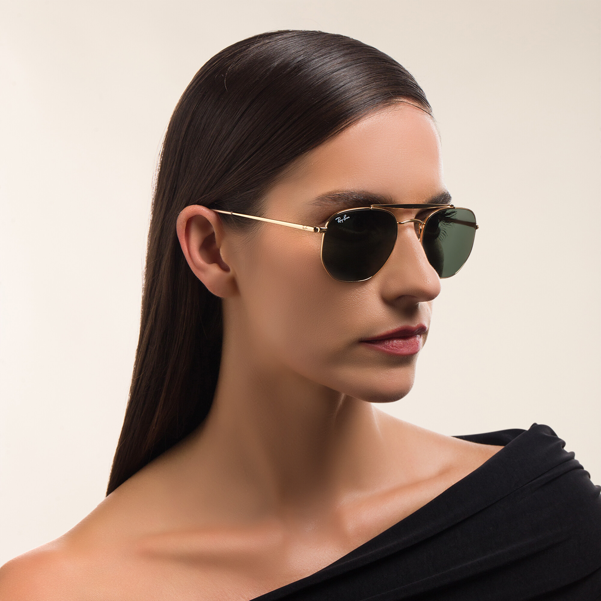 Ray-Ban The Marshal Unisex Hexagonal Irregular Sunglasses in Gold – Product Photo 6