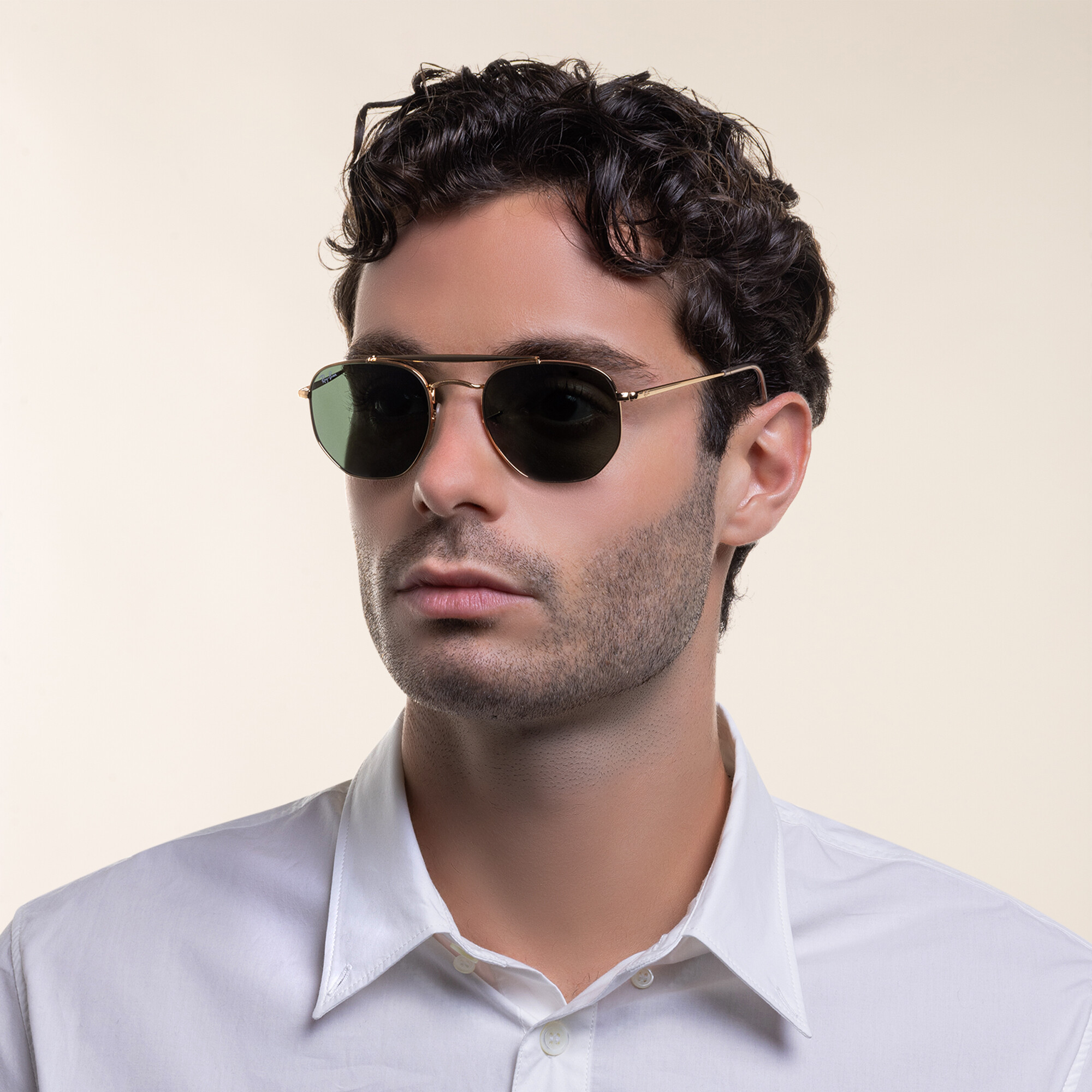 Ray-Ban The Marshal Unisex Hexagonal Irregular Sunglasses in Gold – Product Photo 7
