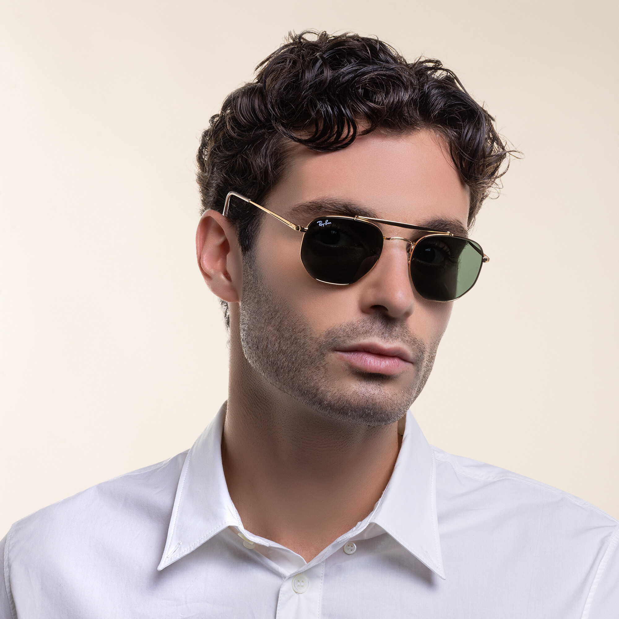 Ray-Ban The Marshal Unisex Hexagonal Irregular Sunglasses in Gold – Product Photo 8