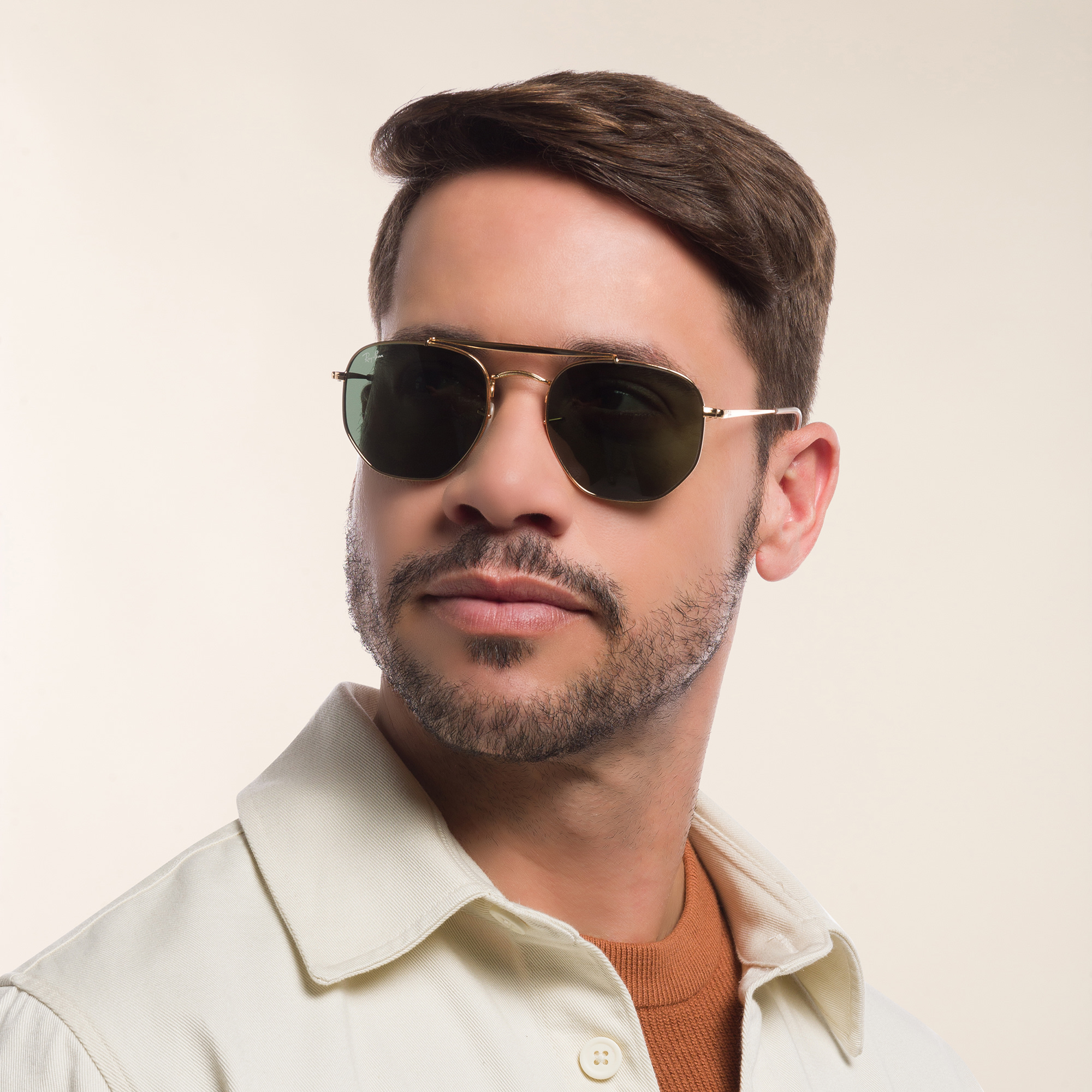 Ray-Ban Marshal Irregular Sunglasses in Polished Arista Gold – Product Photo 8