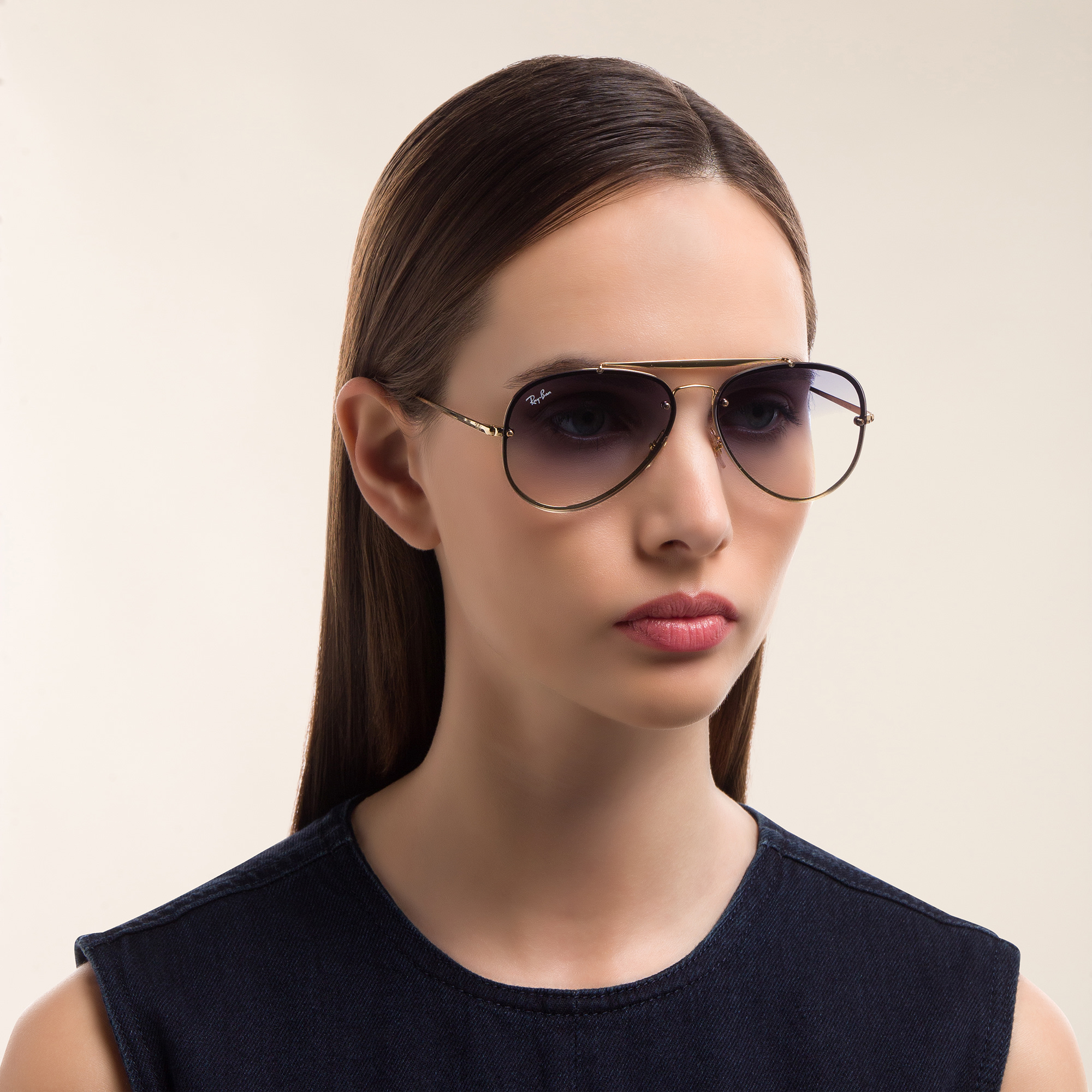 Ray-Ban Blaze Aviator Unisex Rimless Sunglasses in Gold – Product Photo 6