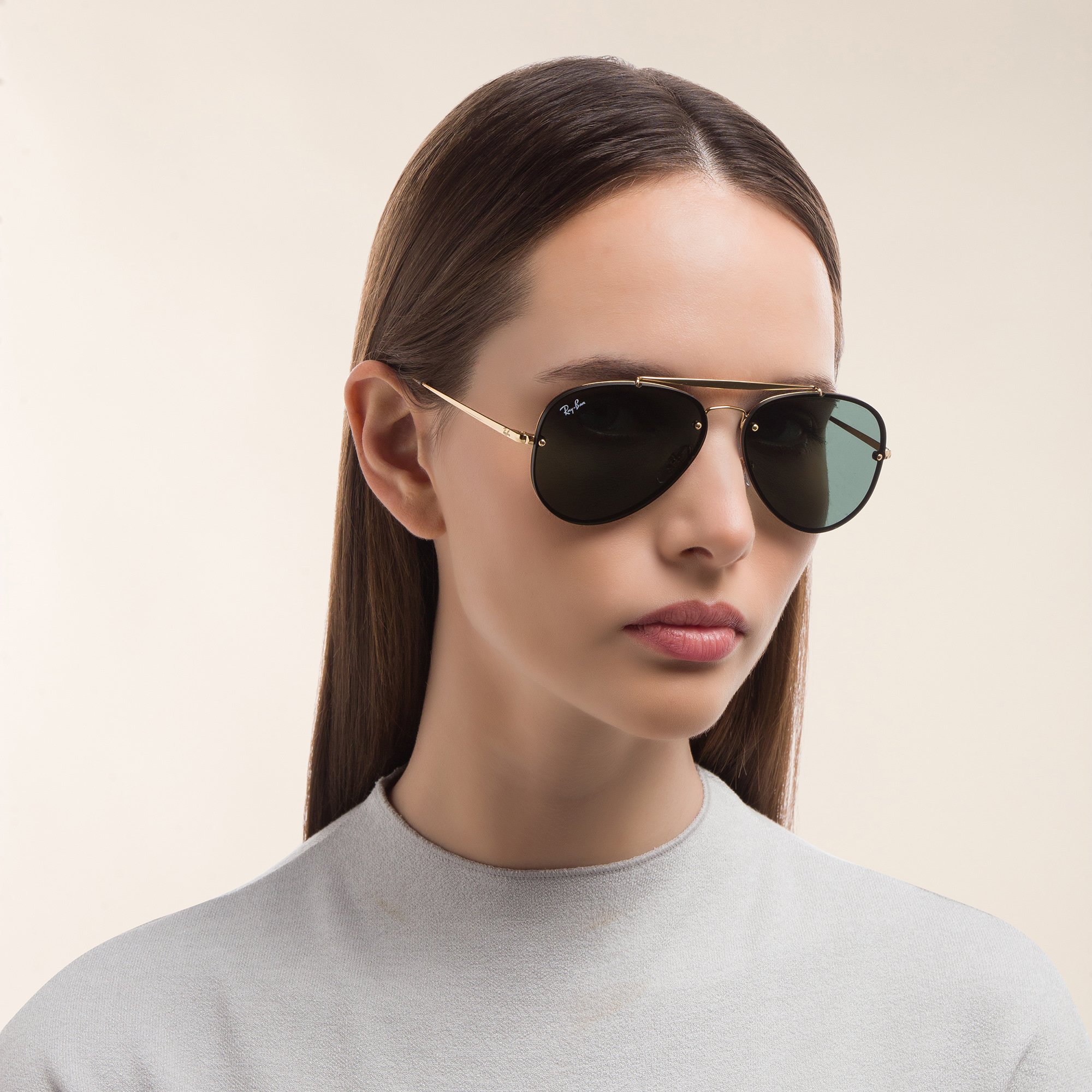 Ray-Ban Blaze Aviator Unisex Rimless Sunglasses in Gold – Product Photo 6