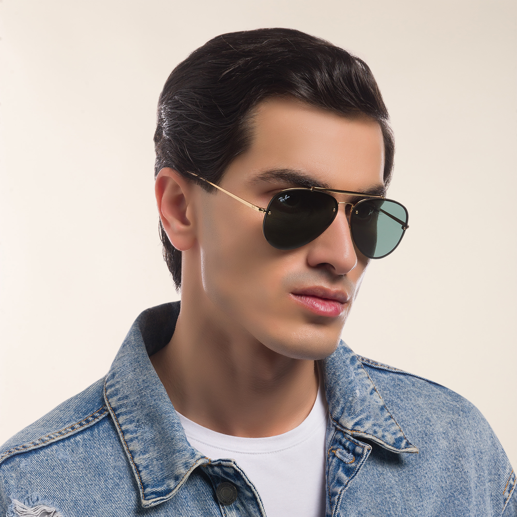 Ray-Ban Blaze Aviator Unisex Rimless Sunglasses in Gold – Product Photo 8