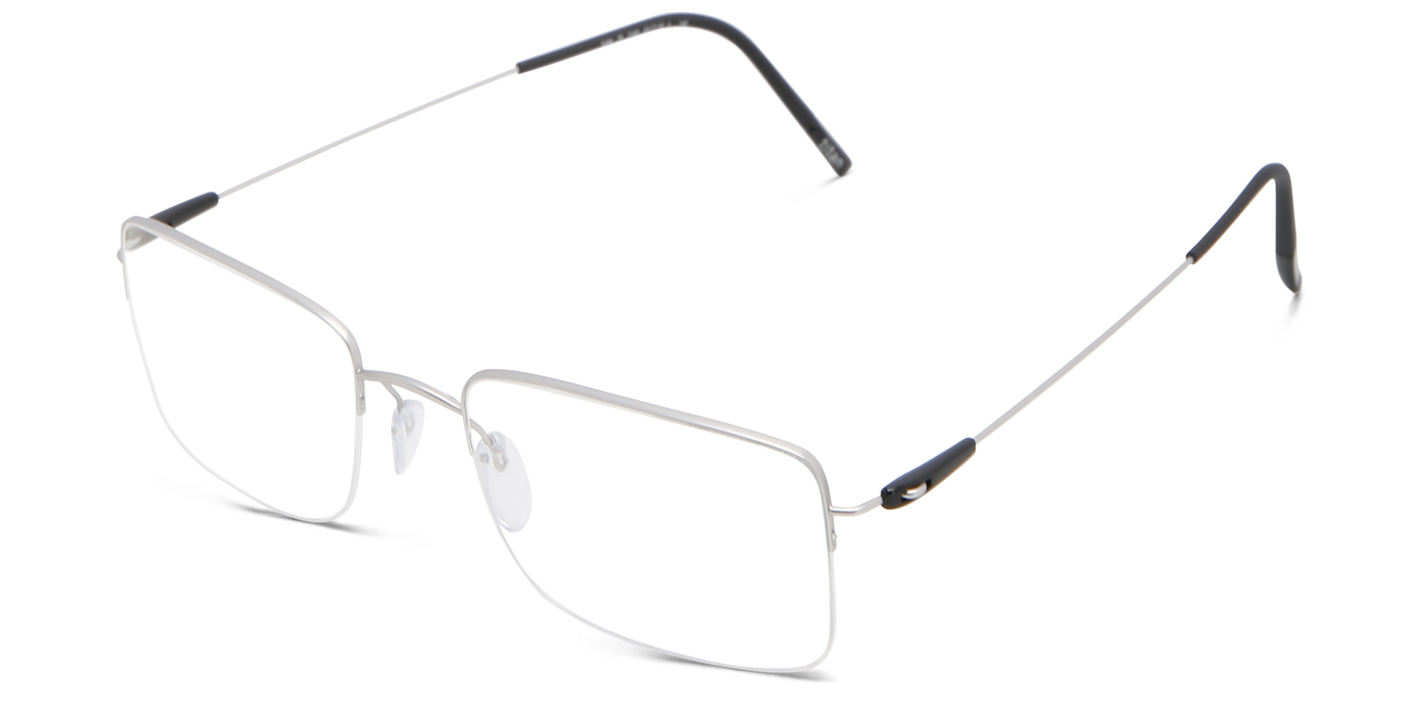 Silhouette Half Rim Rectangle Eyeglasses in Silver – Product Photo 2