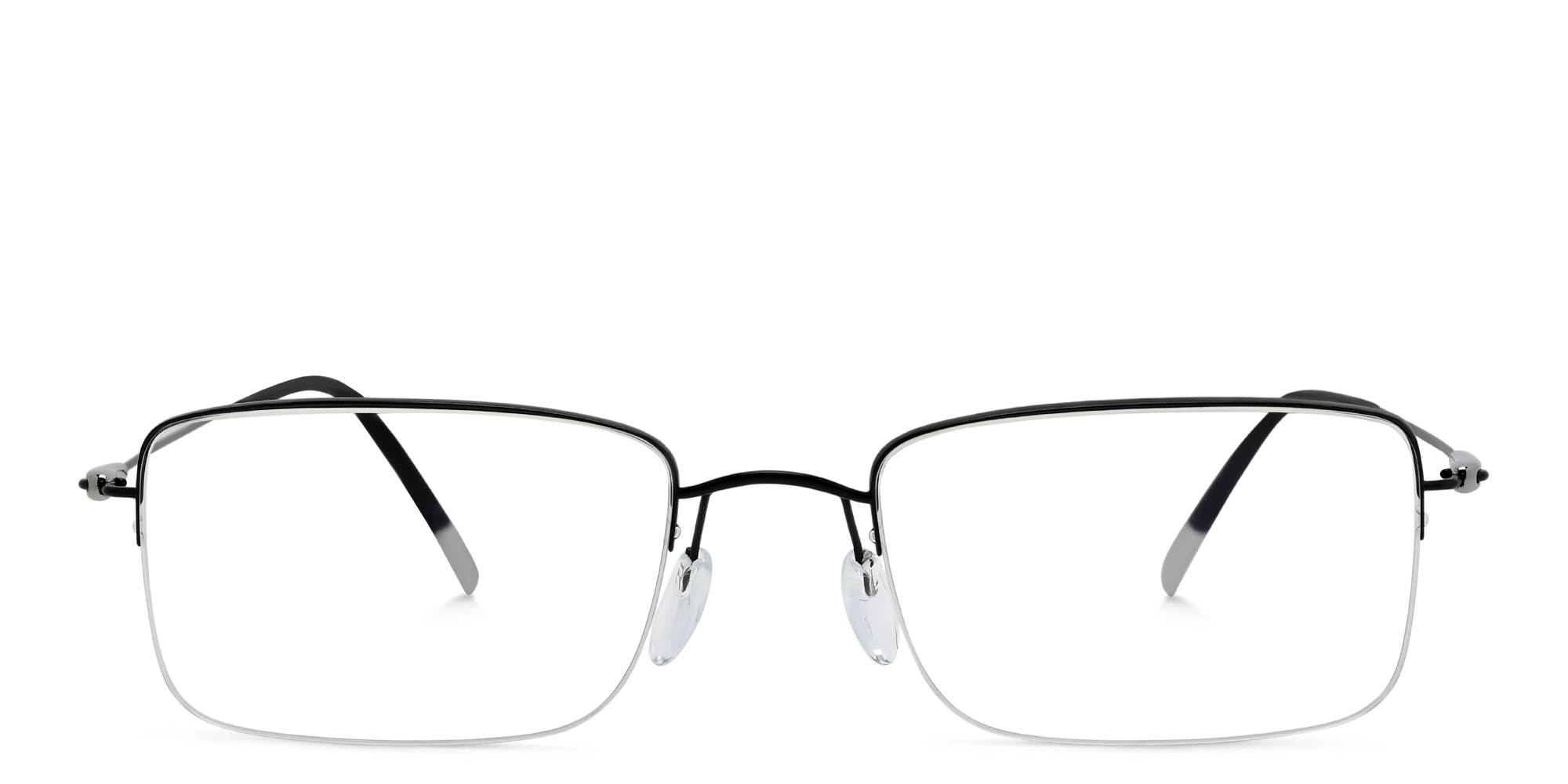 Silhouette Half Rim Rectangle Eyeglasses in Black – Product Photo 1