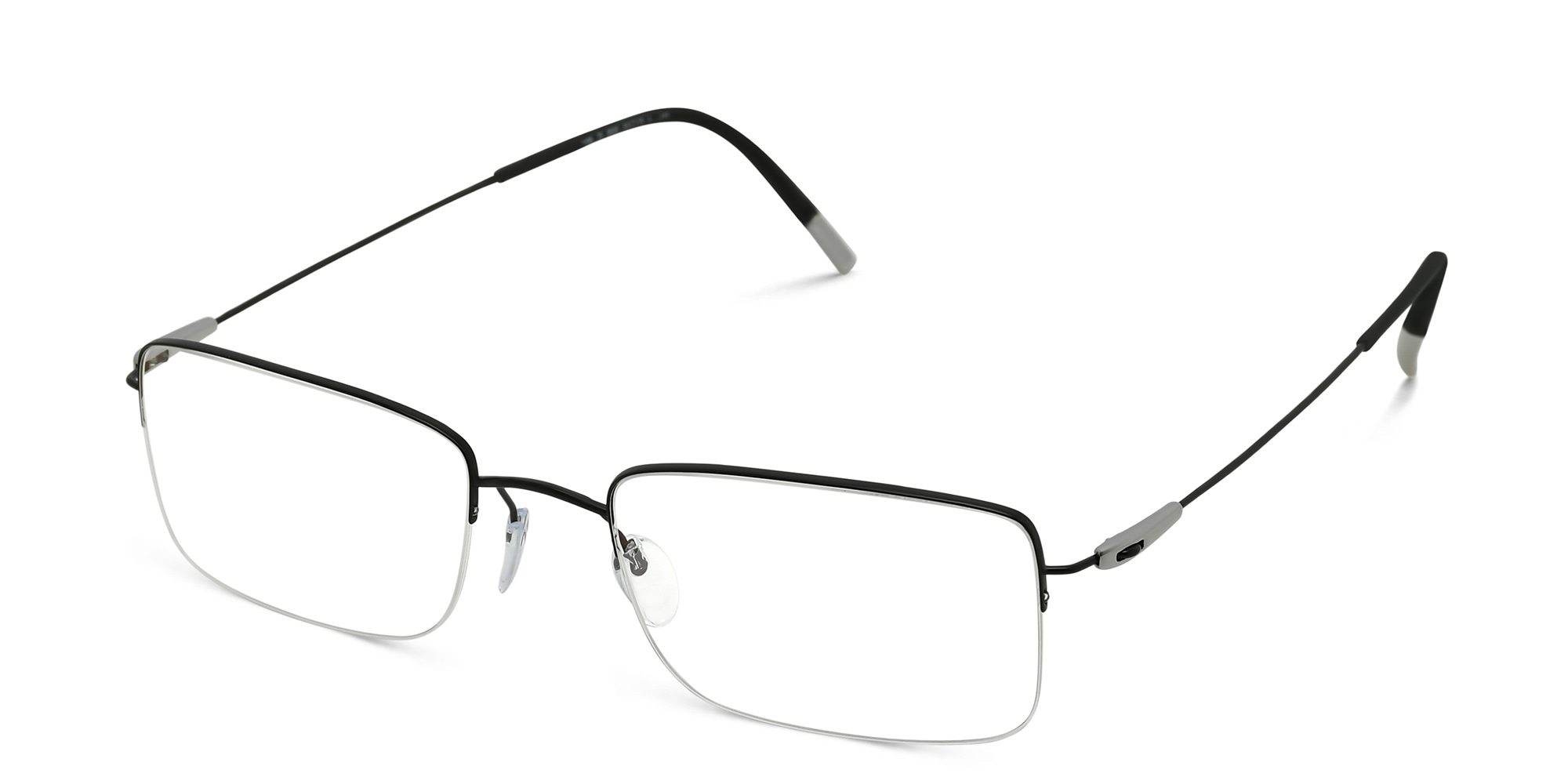 Silhouette Half Rim Rectangle Eyeglasses in Black – Product Photo 2