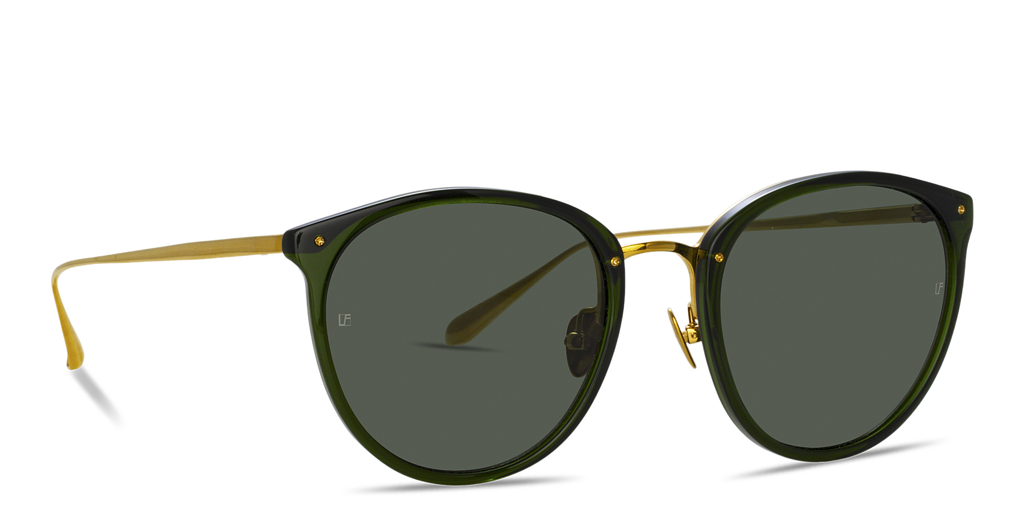 Shop LINDA FARROW Calthorpe Panthos Sunglasses in Green online.