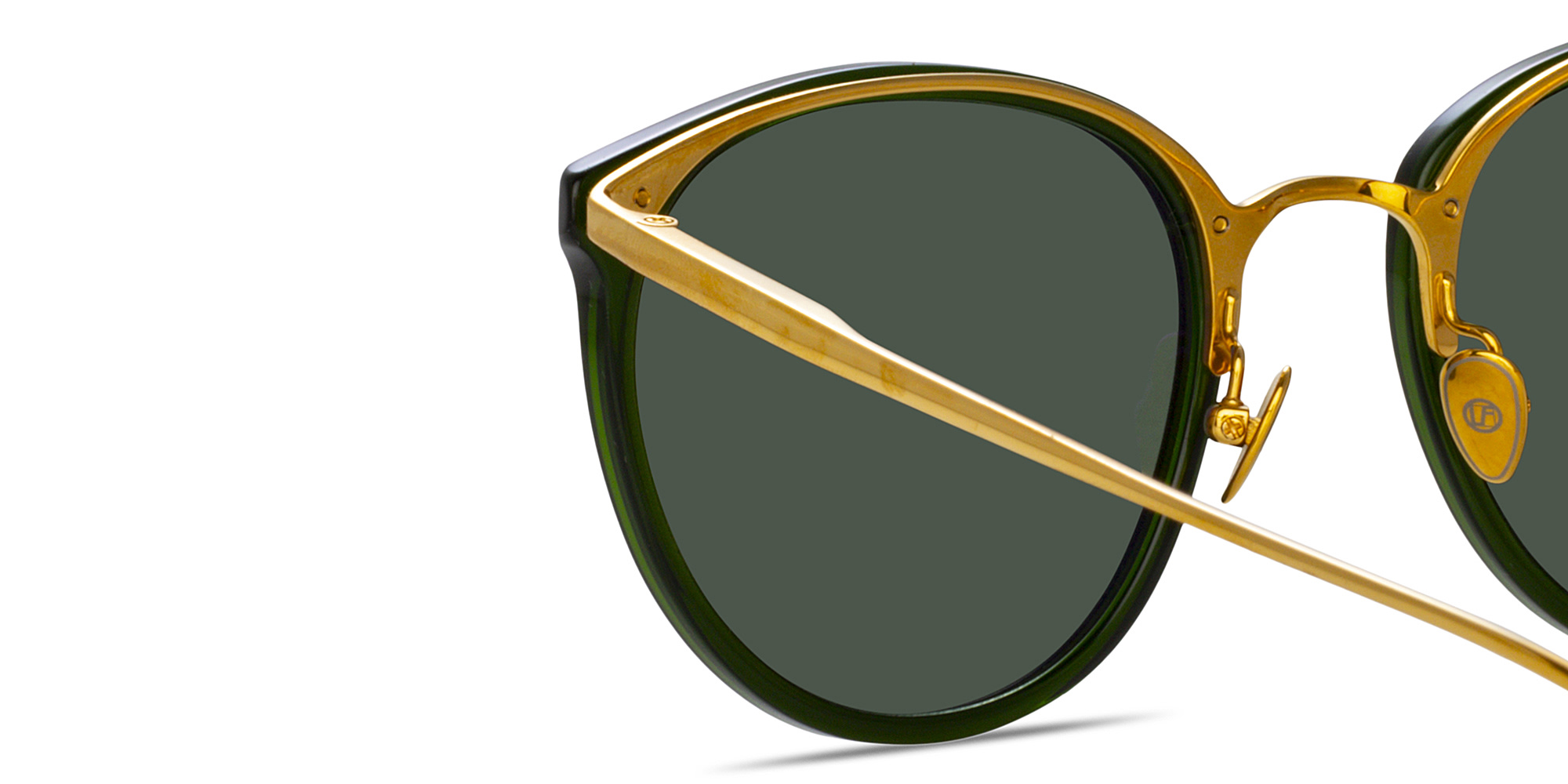 Shop LINDA FARROW Calthorpe Panthos Sunglasses in Green online.