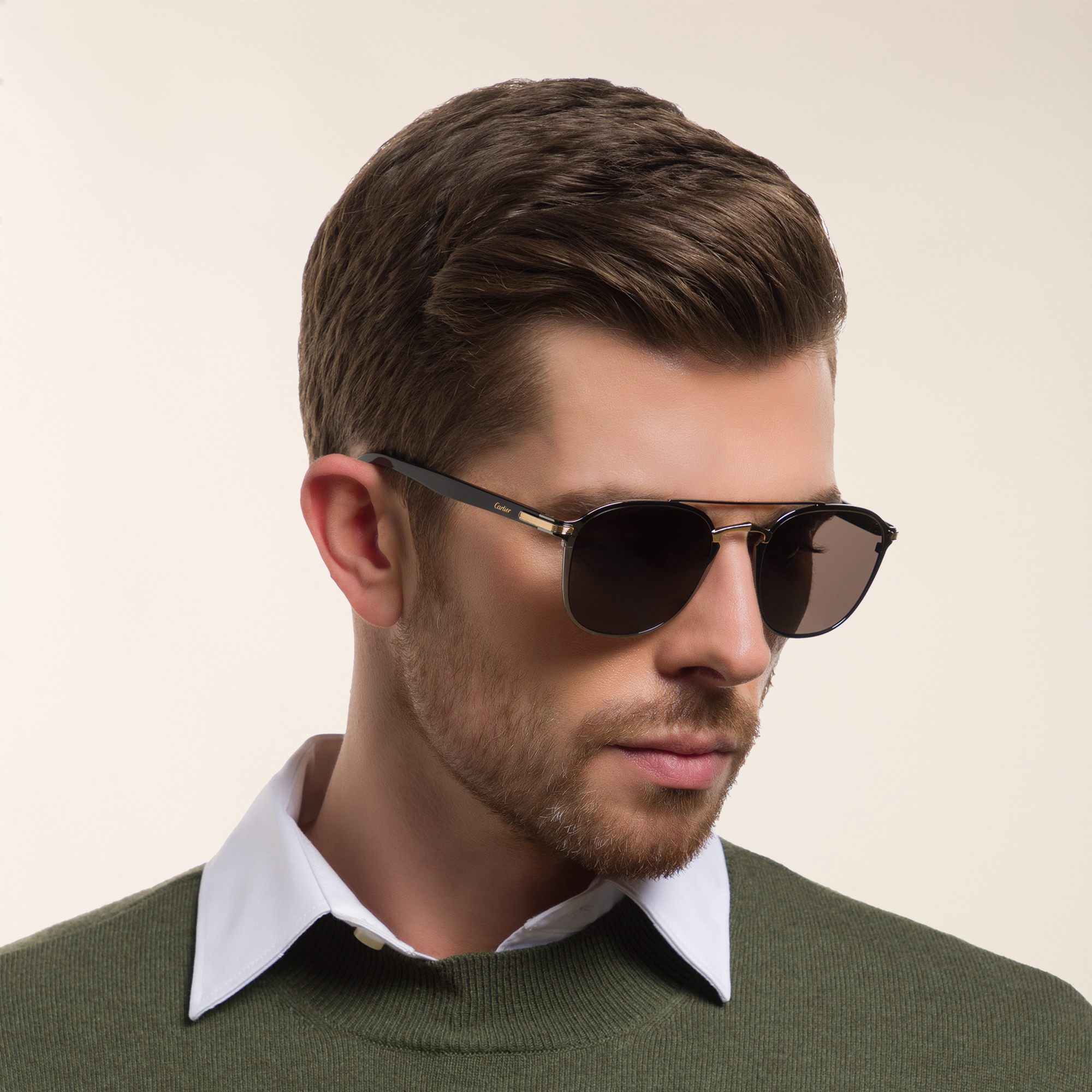 Cartier Signature 'C'de Cartier Unisex Sunglasses in Grey – Product Photo 5