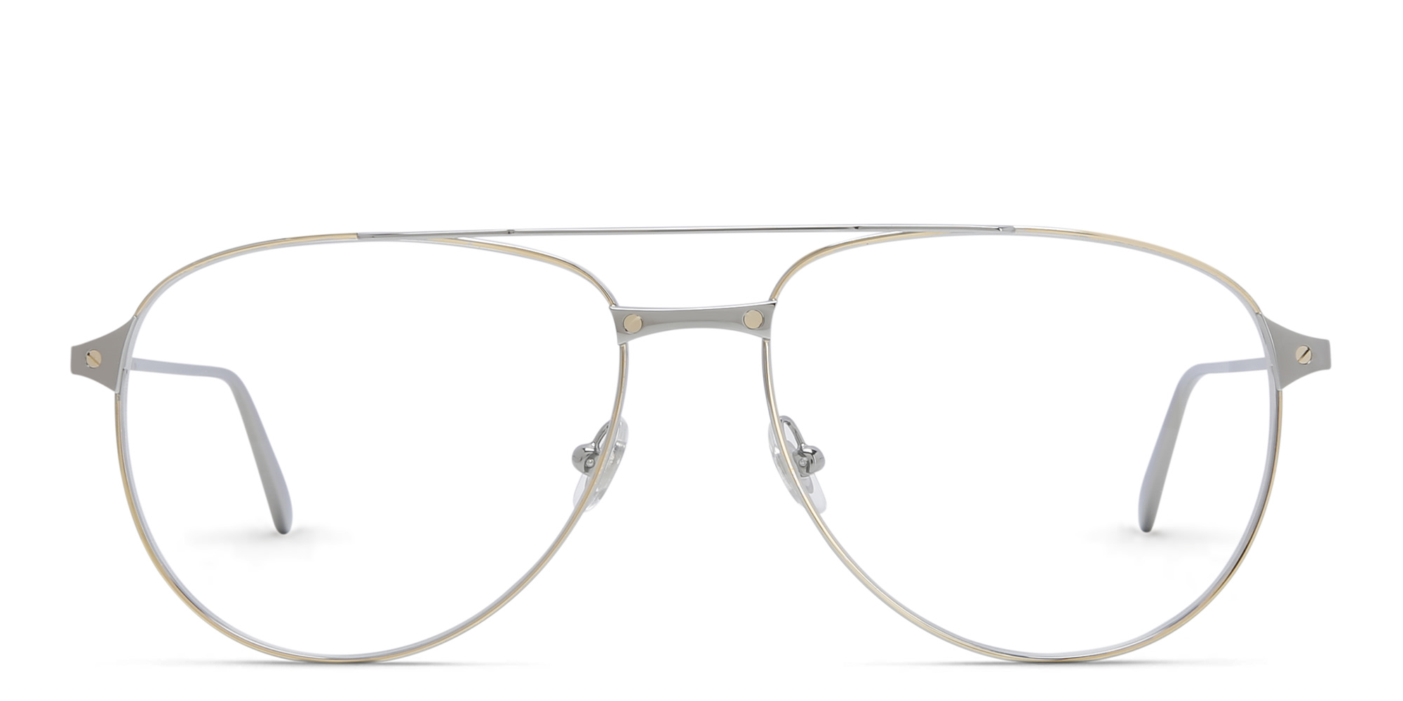 نظارات طبية سانتوس دو كارتييه واسعة طراز أفياتور من كارتييه بلون روثينيوم - صورة المنتج 1