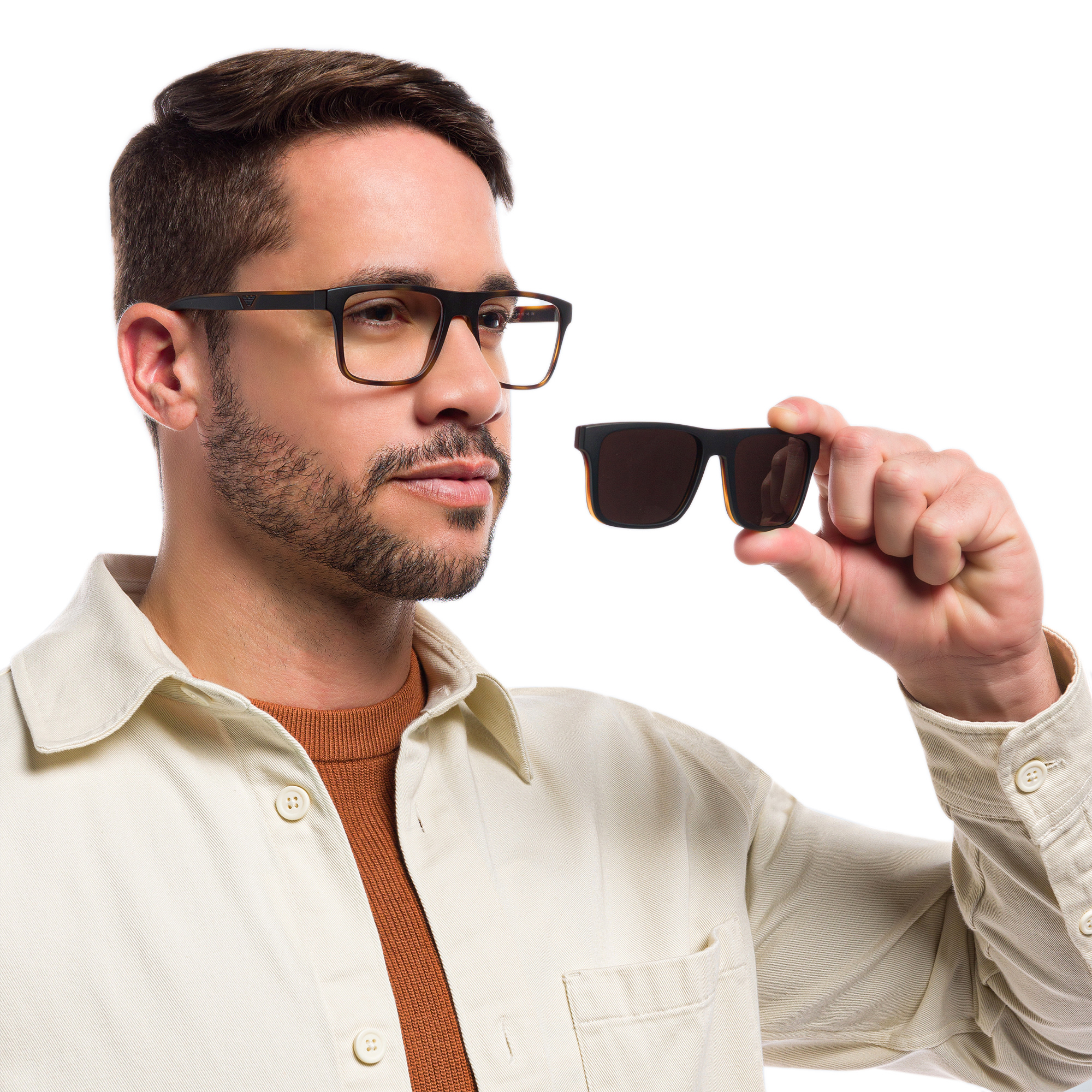 Emporio Armani Rectangle Eyeglasses in Matte Havana – Product Photo 7