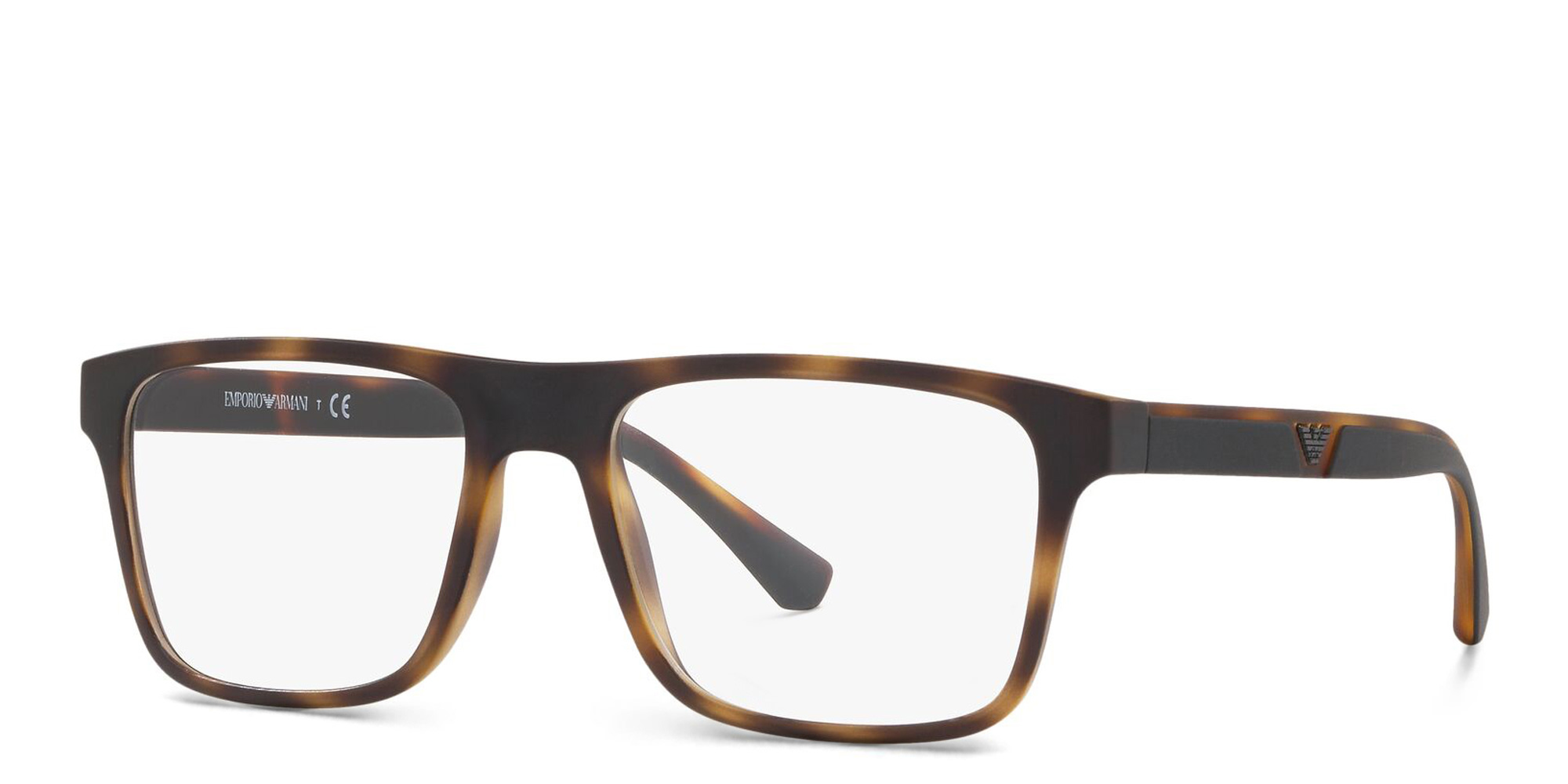 Emporio Armani Rectangle Eyeglasses in Matte Havana – Product Photo 2