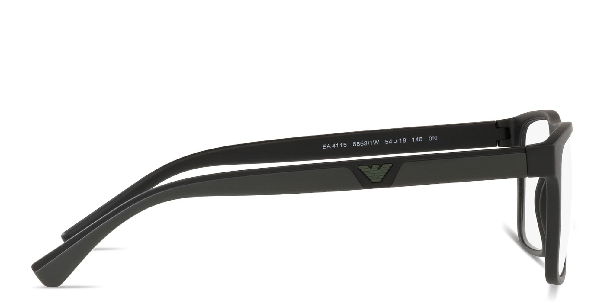 Emporio Armani Logo Rectangle Eyeglasses in Black – Product Photo 3