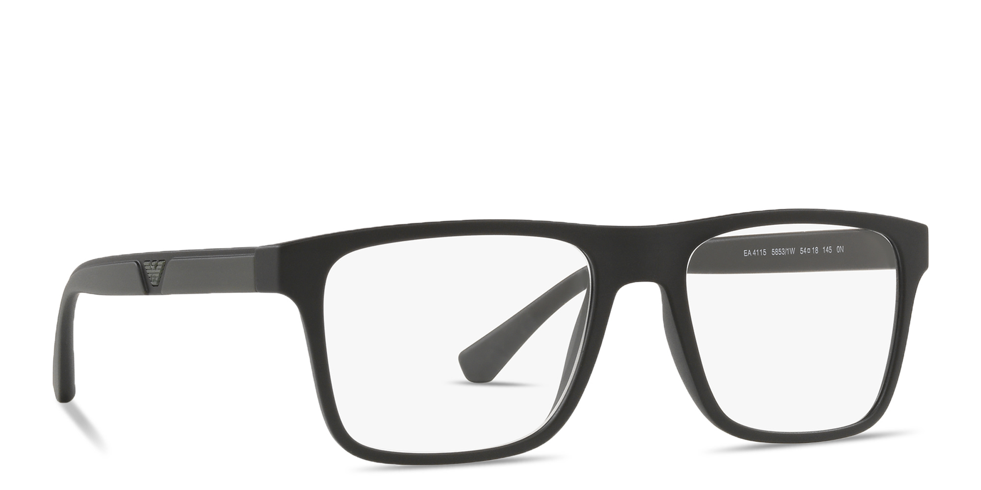 Emporio Armani Logo Rectangle Eyeglasses in Black – Product Photo 4