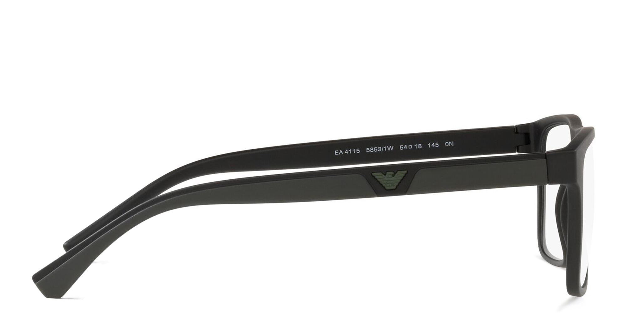 Emporio Armani Rectangle Eyeglasses in Jet Black – Product Photo 3