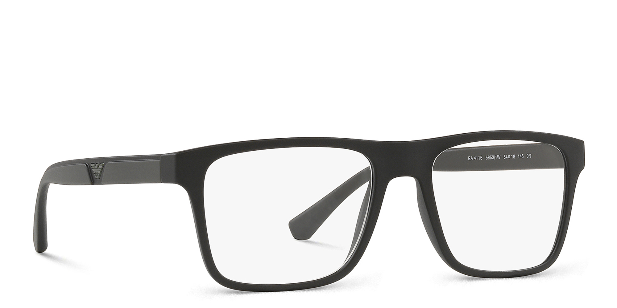 Emporio Armani Rectangle Eyeglasses in Jet Black – Product Photo 4