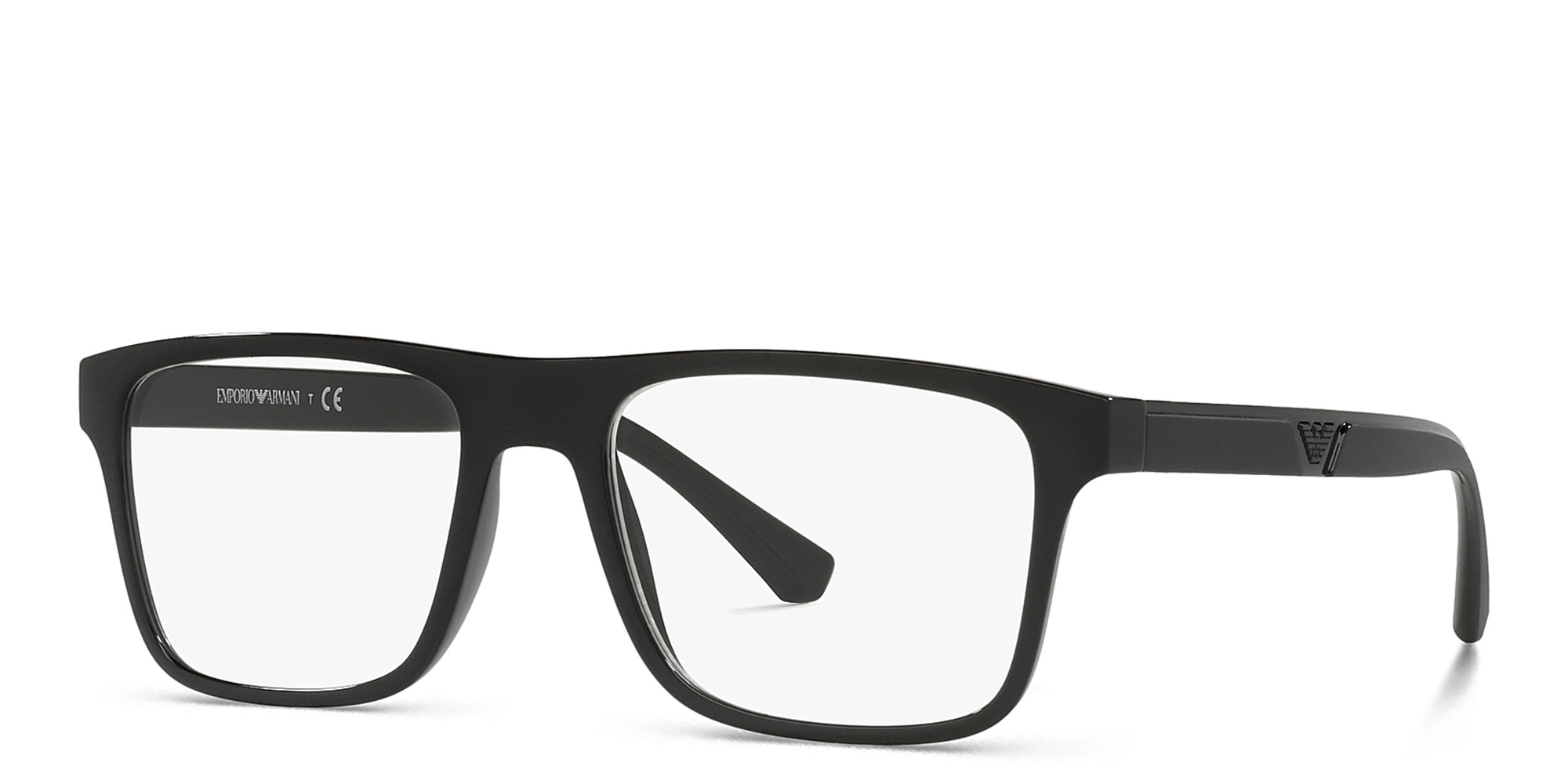 Emporio Armani Rectangle Eyeglasses in Rubber Black – Product Photo 2