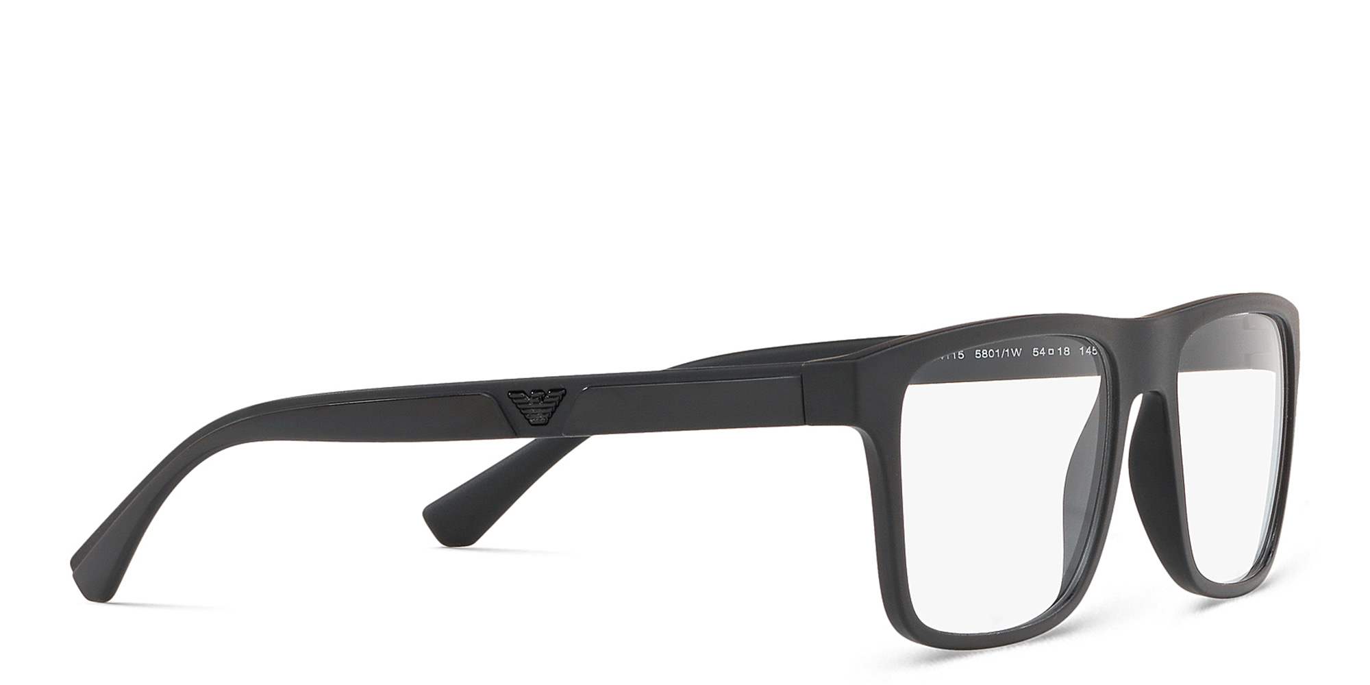 Emporio Armani Rectangle Eyeglasses in Midnight Black – Product Photo 4