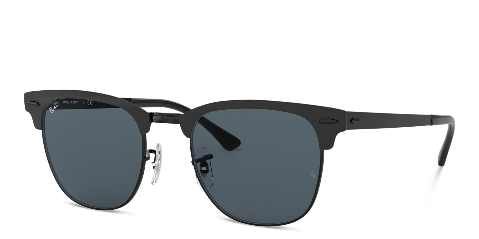 Shop Ray-Ban Clubmaster Metal Unisex Square Sunglasses in Black online.