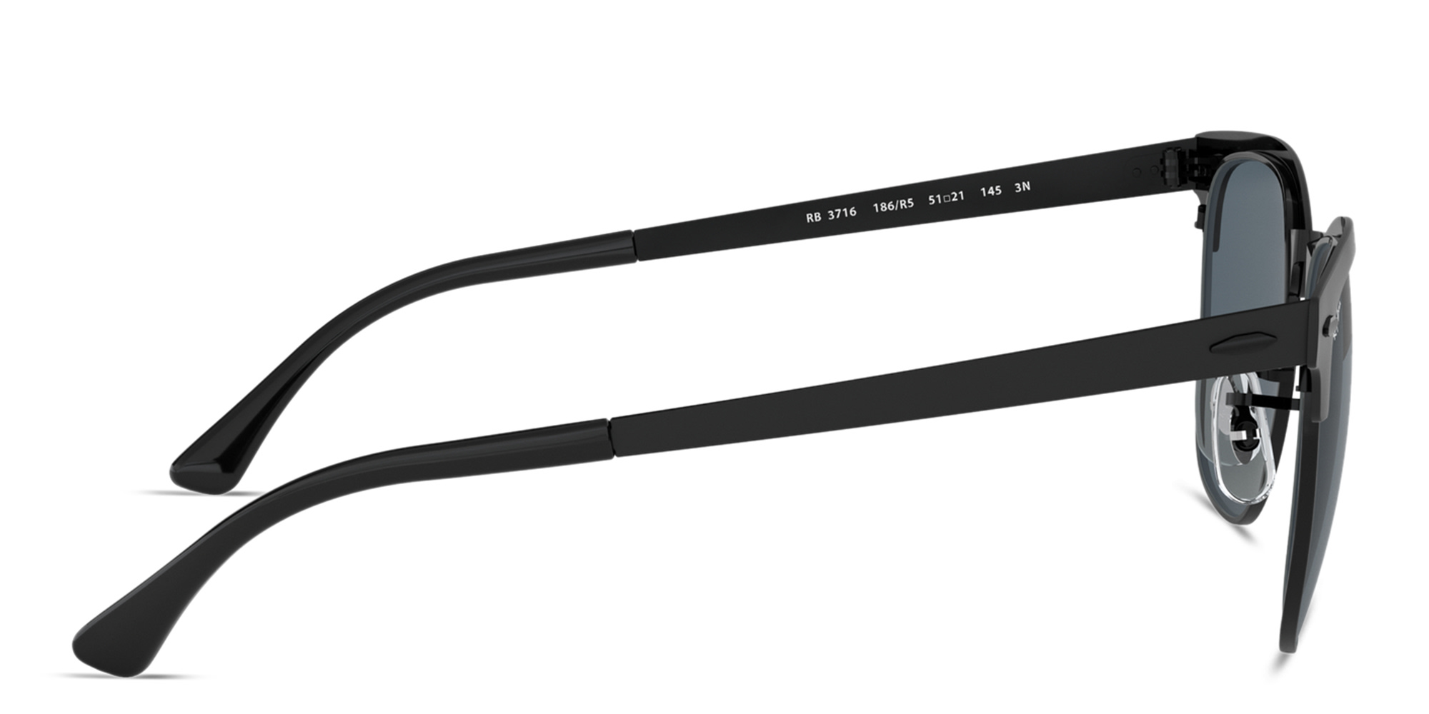 Shop Ray-Ban Clubmaster Metal Unisex Square Sunglasses in Black online.