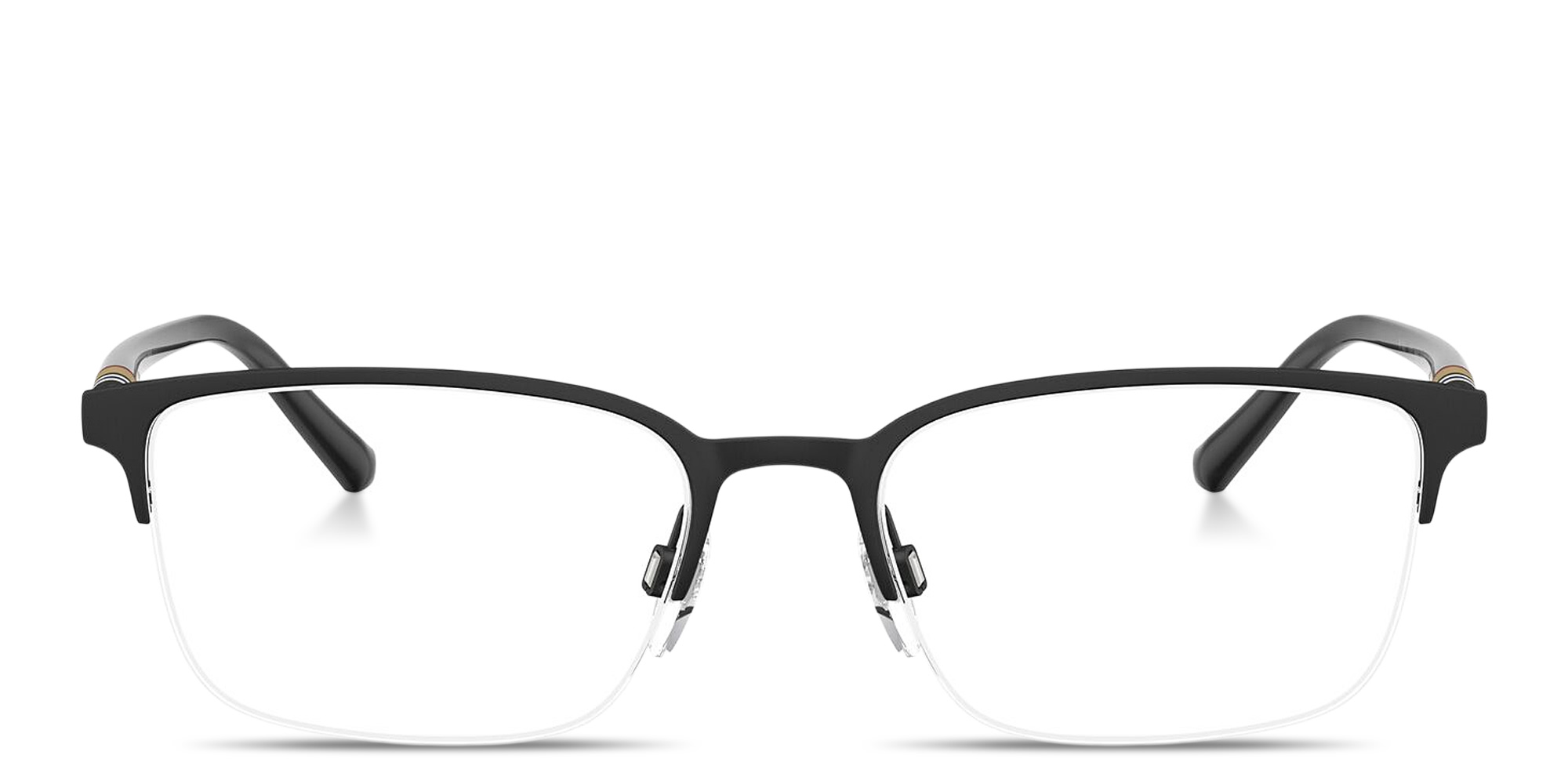 تسوق نظارات طبية بإطار نصفي مستطيل بنقشة العلامة بربري بلون أسود أونلاين.