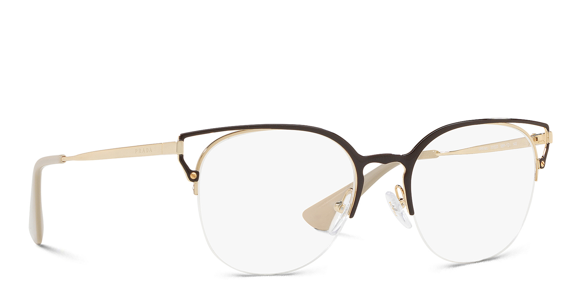 نظارة طبية دائرية بنصف إطار من برادا بلون بني - صورة المنتج 4