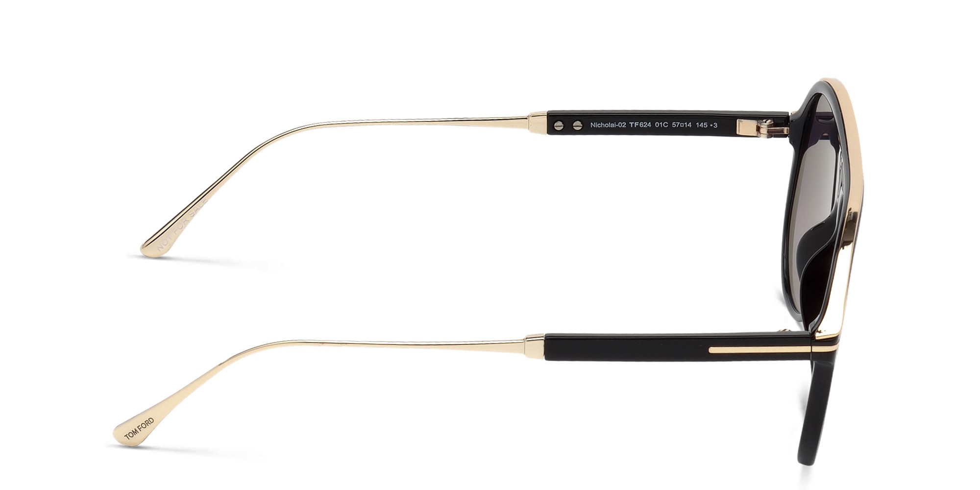 نظارة شمسية أفياتور من توم فورد بلون أسود لامع - صورة المنتج 3