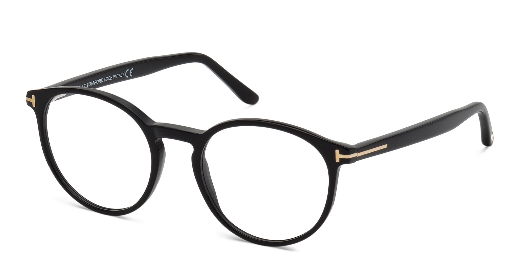 نظارة طبية دائرية للجنسين من توم فورد بلون أسود لامع - صورة المنتج 2
