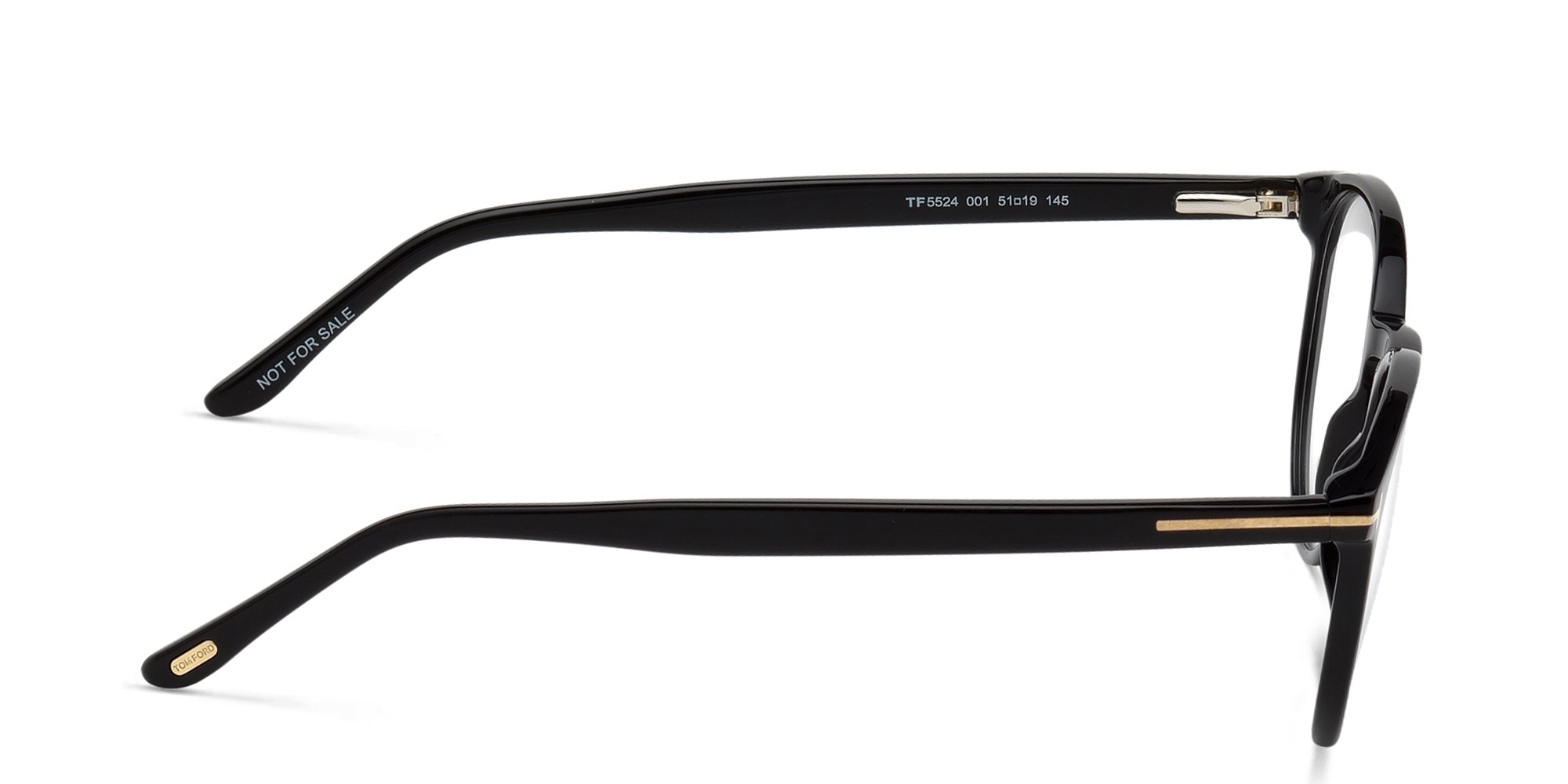 TOM FORD Unisex Round Eyeglasses in Shiny Black – Product Photo 3