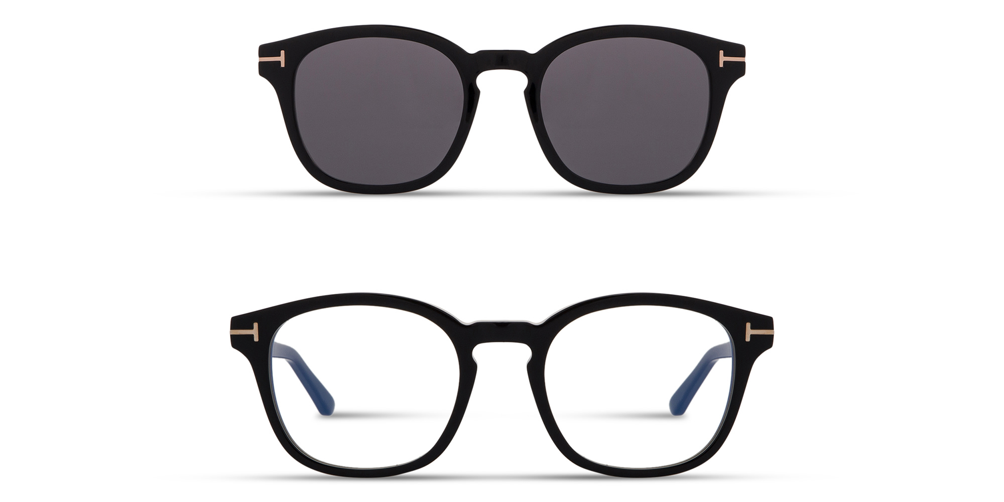 Shop TOM FORD Clip-On Round Eyeglasses in Black online.