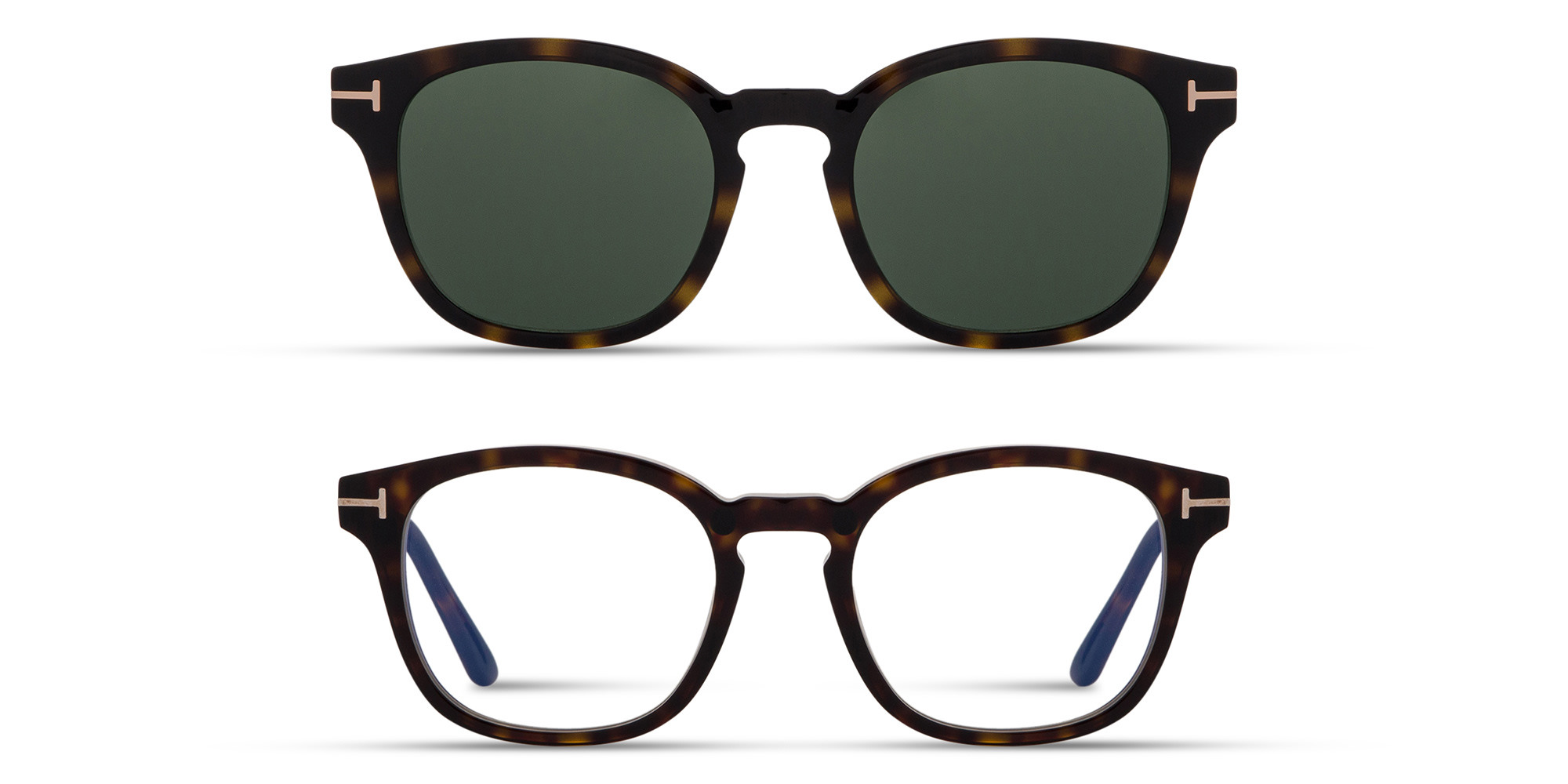 Shop TOM FORD Clip-On Round Eyeglasses in Havana online.