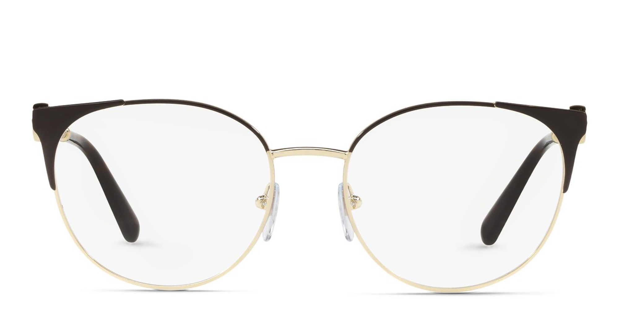 BVLGARI Round Eyeglasses in Brown/Pale Gold – Product Photo 1