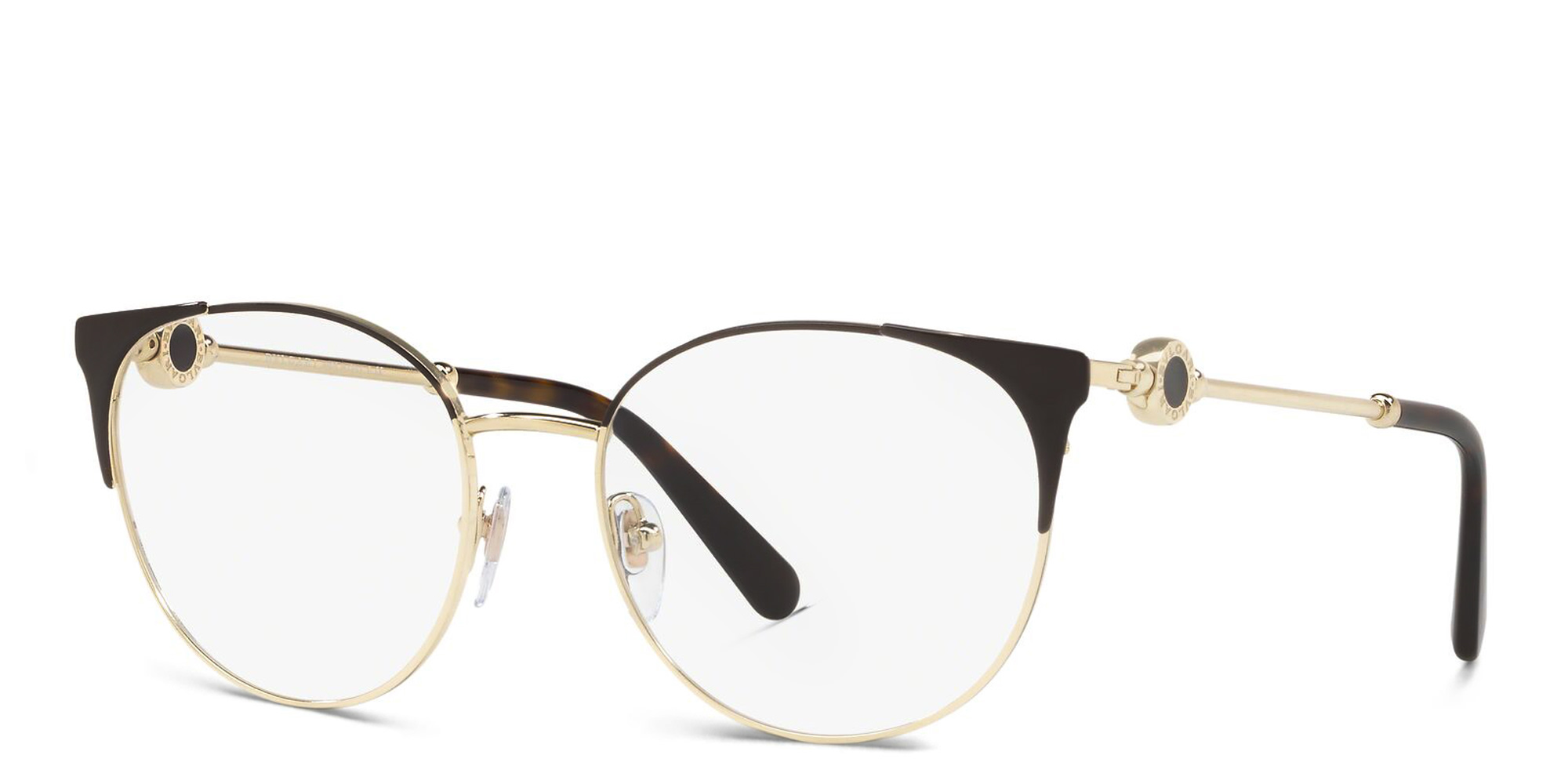 BVLGARI Round Eyeglasses in Brown/Pale Gold – Product Photo 2