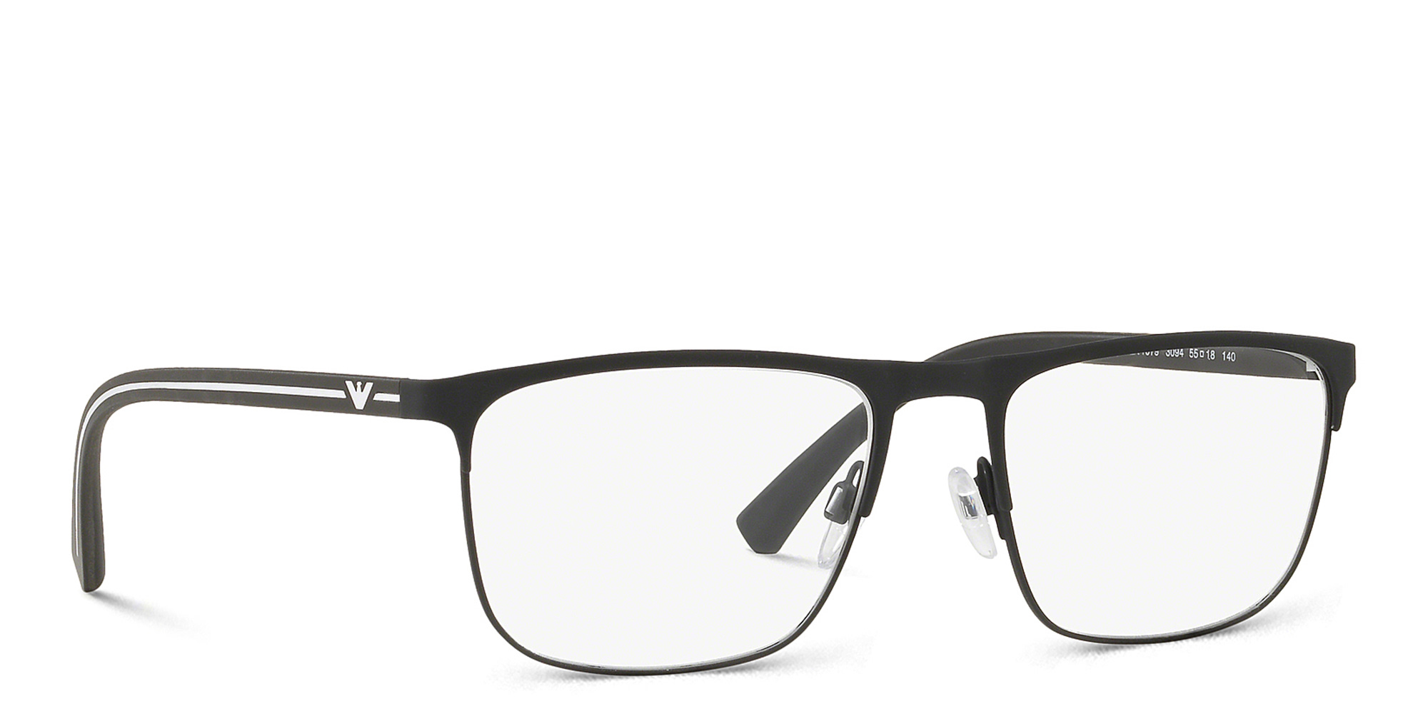 Emporio Armani Wide Rectangle Eyeglasses in Black – Product Photo 4