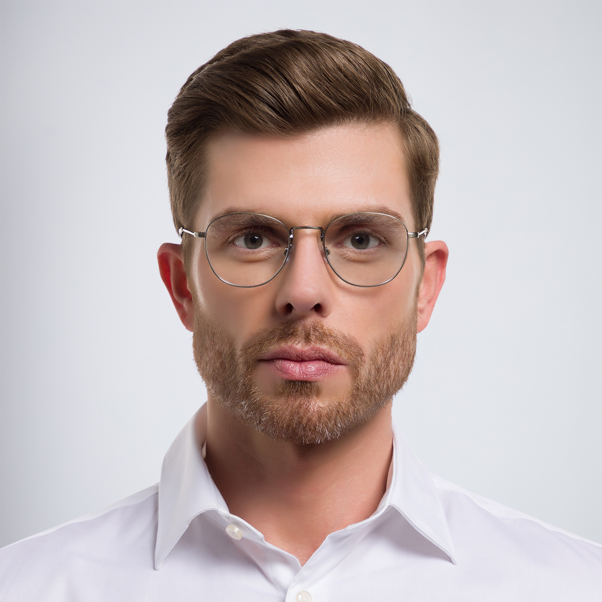 GIORGIO ARMANI Round Eyeglasses in Brushed Gold – Product Photo 5