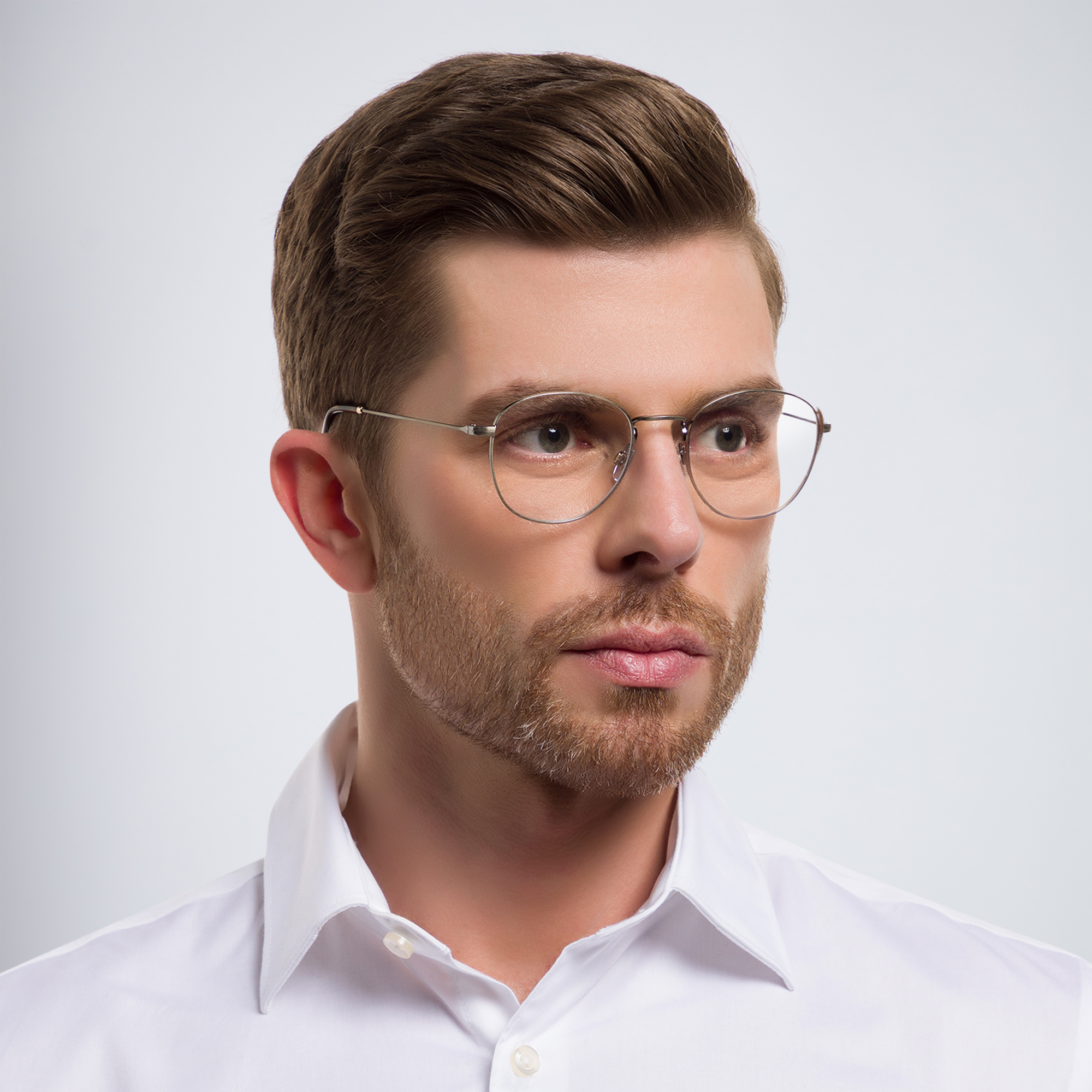 GIORGIO ARMANI Round Eyeglasses in Brushed Gold – Product Photo 6