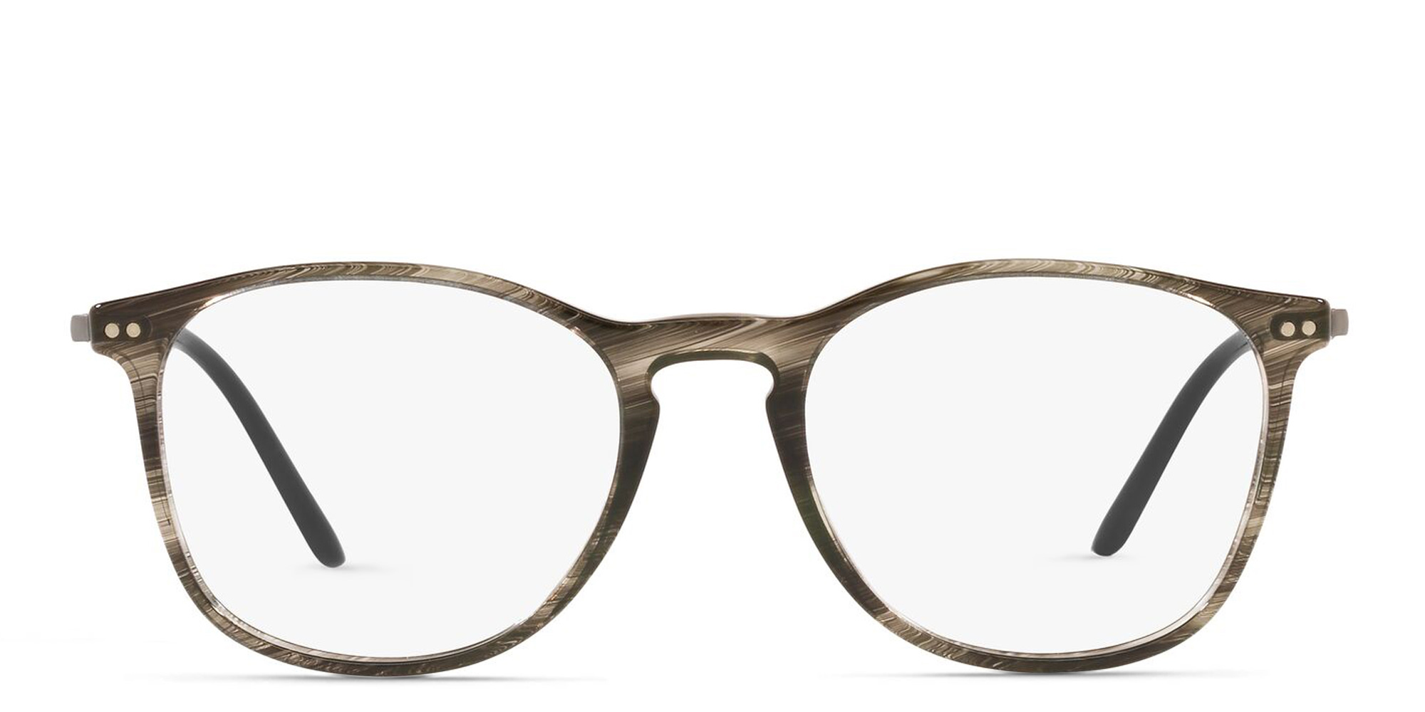 GIORGIO ARMANI Round Eyeglasses in Black & Tortoise Top – Product Photo 1