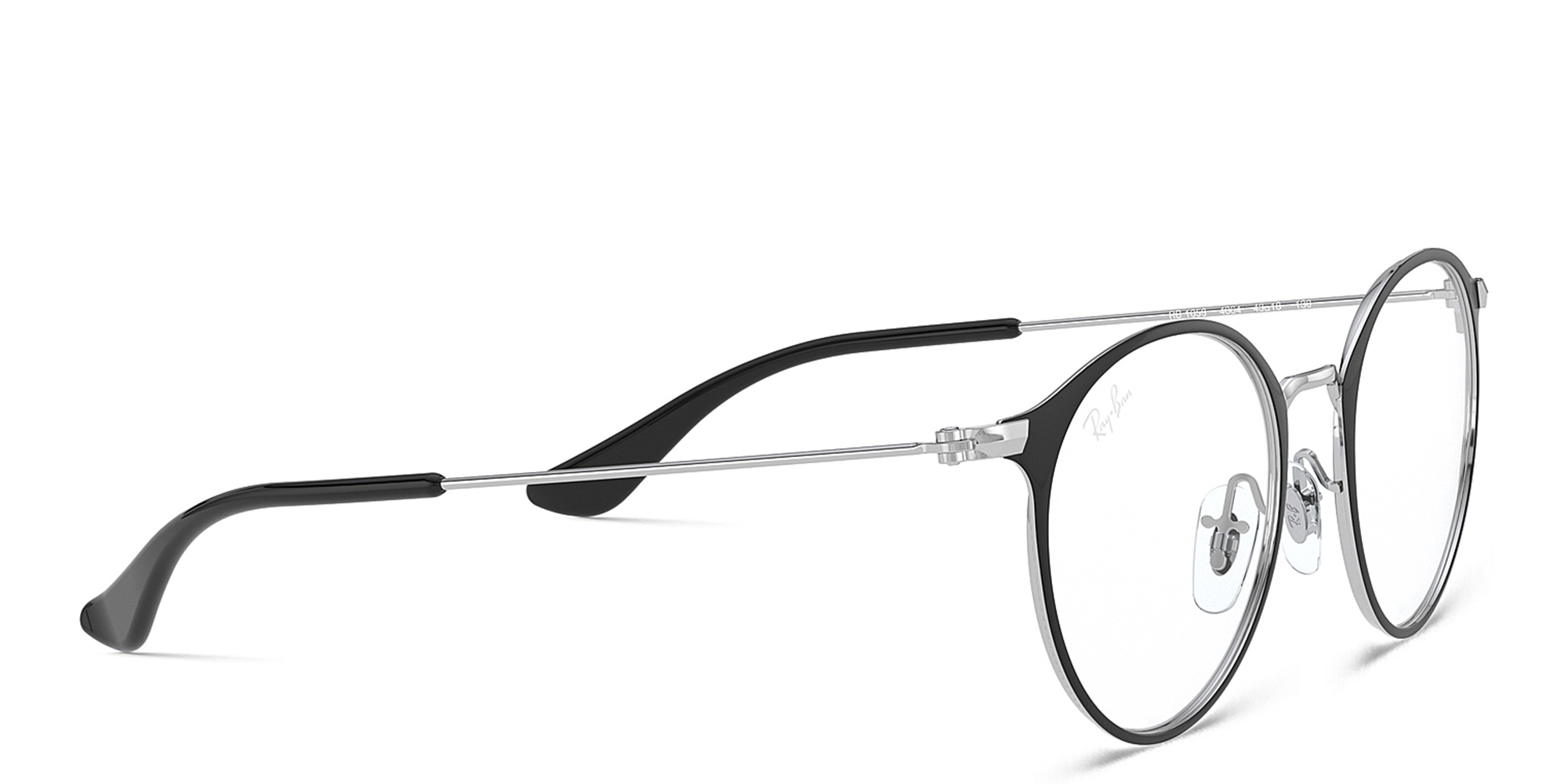 Ray-Ban Junior Kids Panthos Eyeglasses in Metal in Black On Silver – Product Photo 4