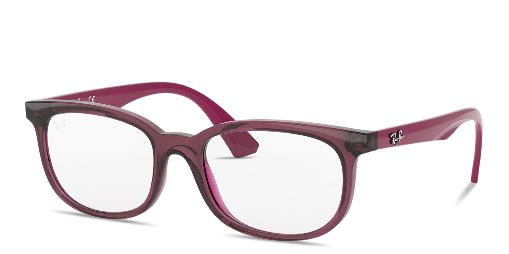 Shop Ray-Ban Kids Square Eyeglasses in Transparent Fuchsia online.