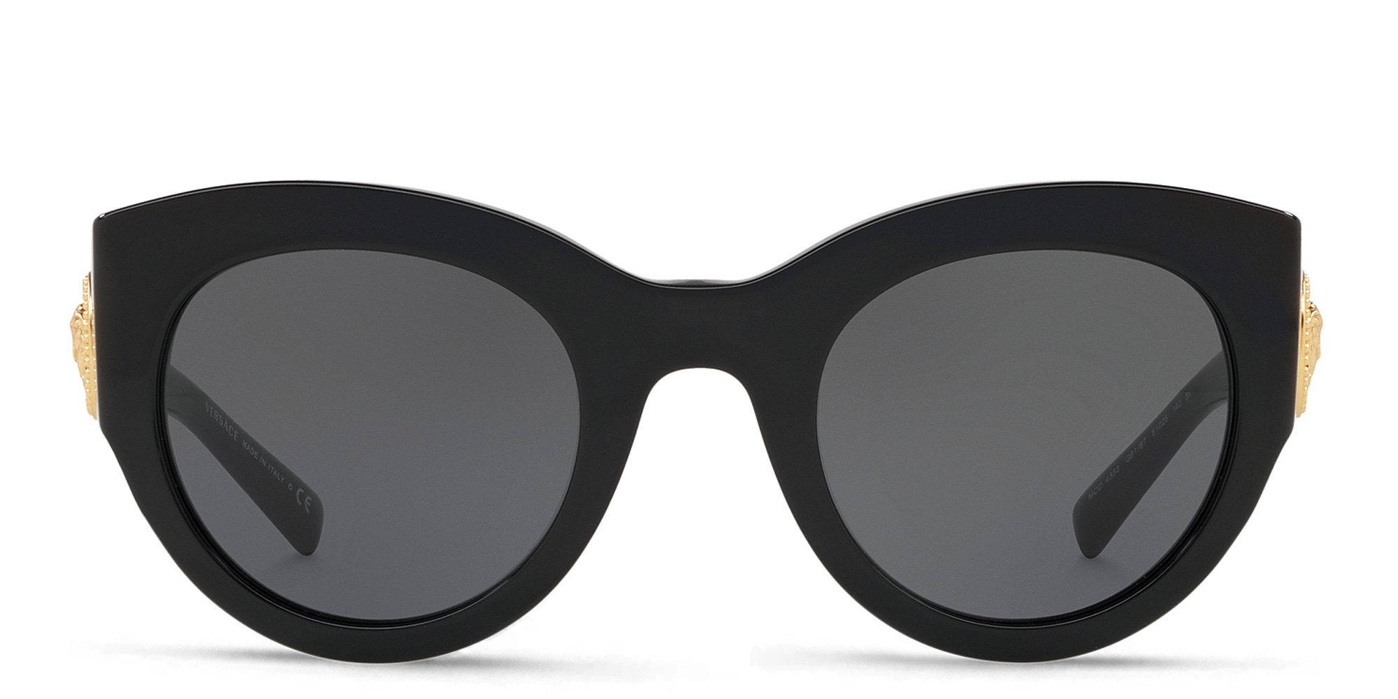 Shop VERSACE Medusa Cat-Eye Sunglasses in Black online.