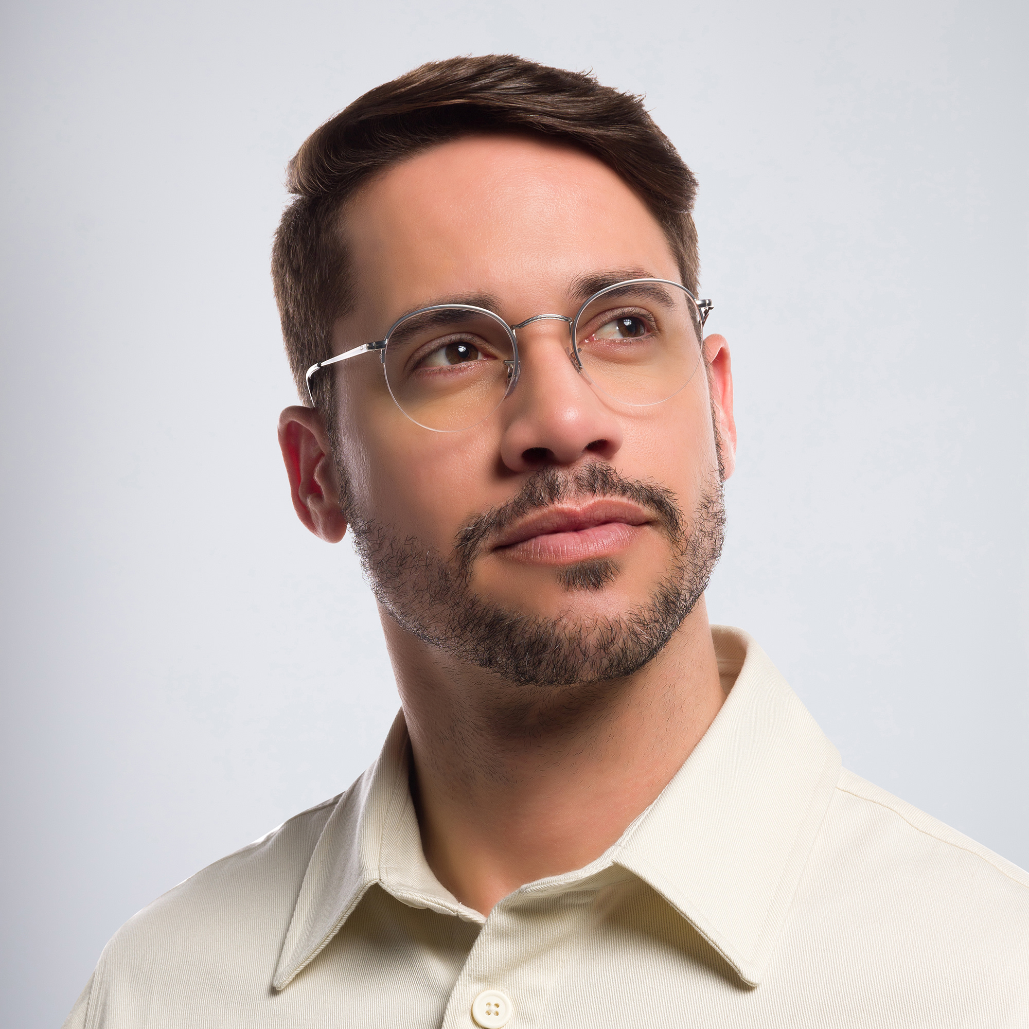 Ray-Ban Round Gaze Unisex Half Rim Eyeglasses in Silver – Product Photo 7