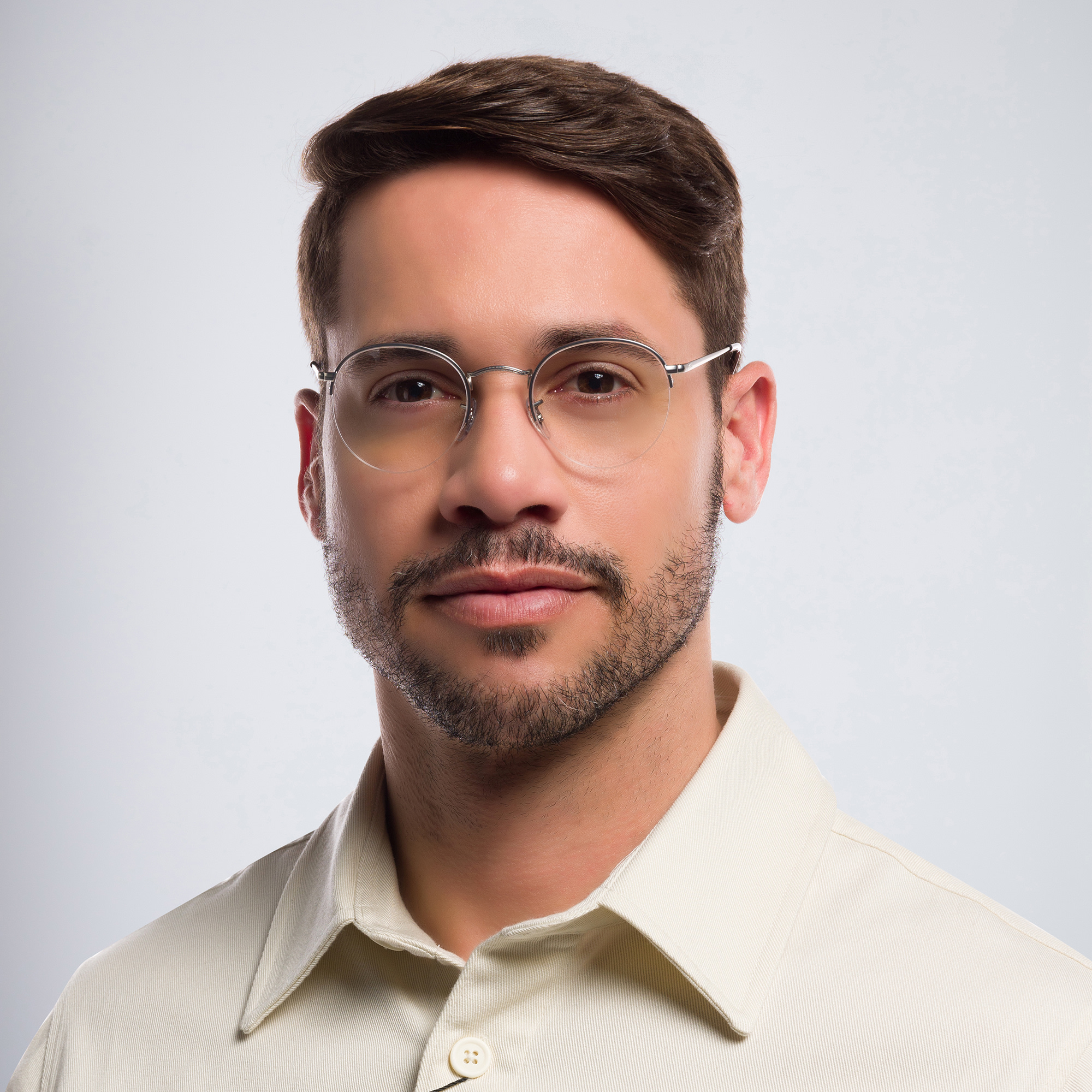 Ray-Ban Round Gaze Unisex Half Rim Eyeglasses in Silver – Product Photo 8