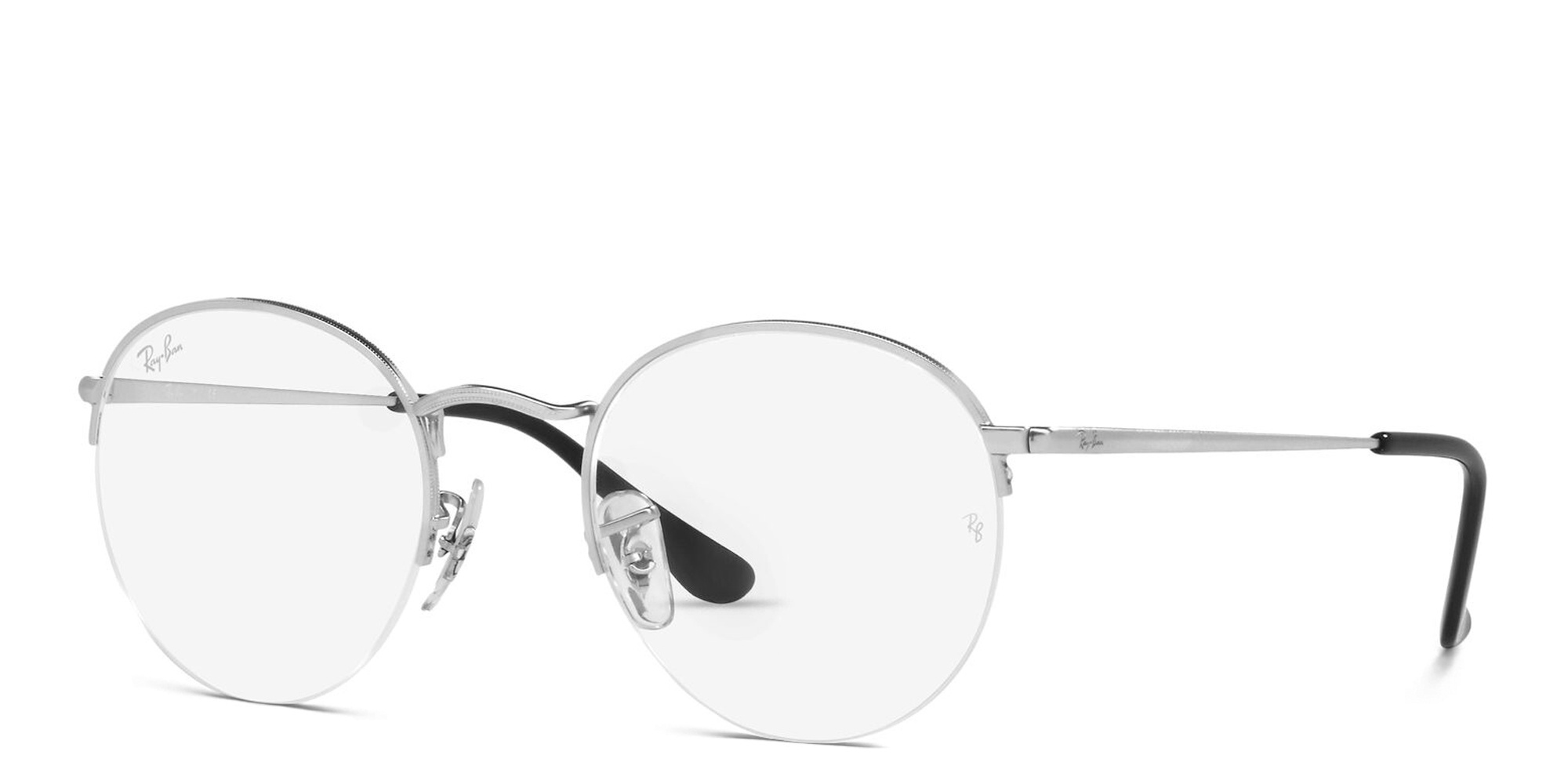 Ray-Ban Round Gaze Unisex Half Rim Eyeglasses in Silver – Product Photo 2